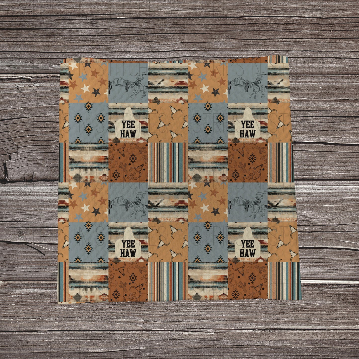 Rustic Cowboy Yeehaw Patchwork | Fabric Strip- Bow Making- Headwrap- Scrunchies