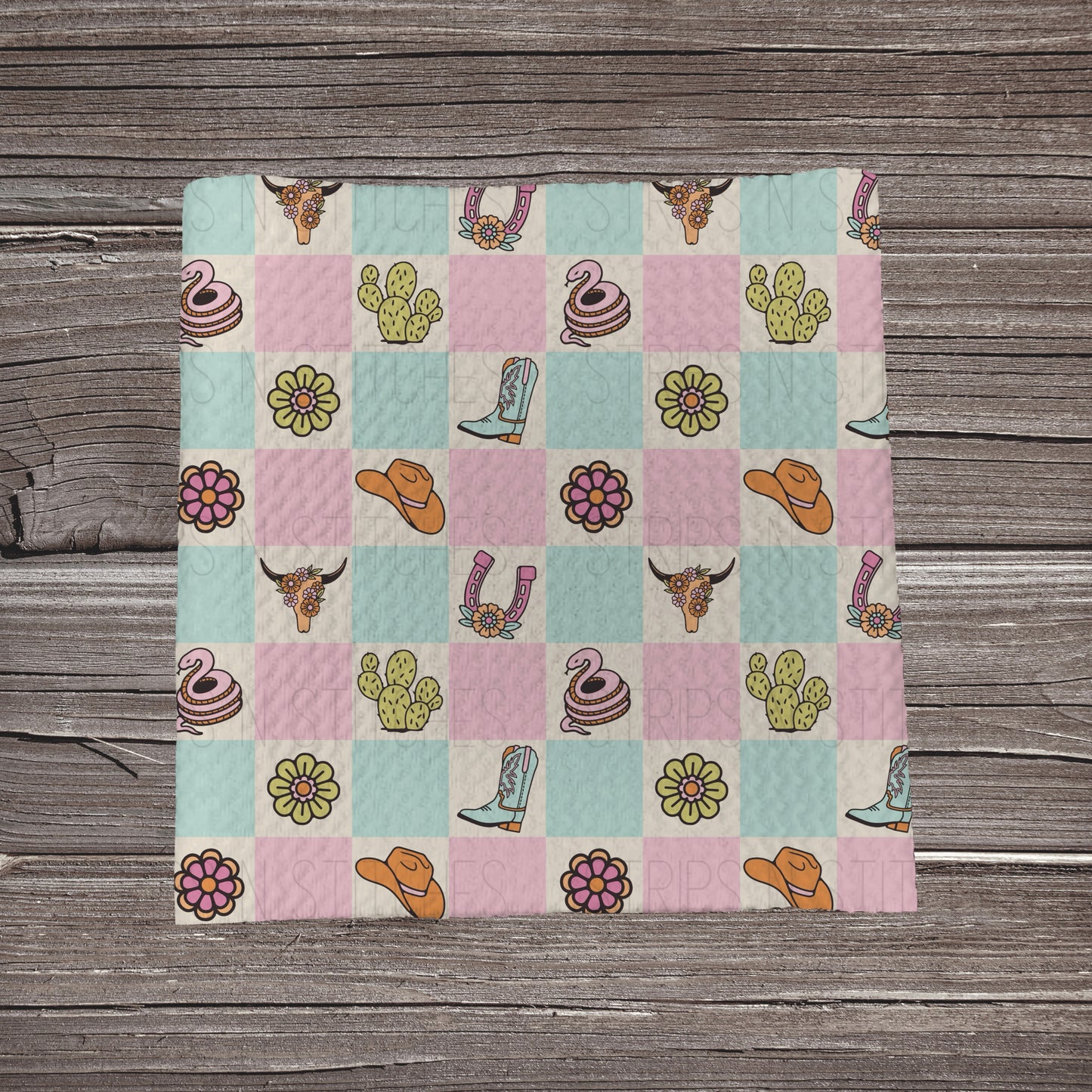 Pastel Checkered Western |Fabric Strip | Bow Making | Scrunchie | Headwrap