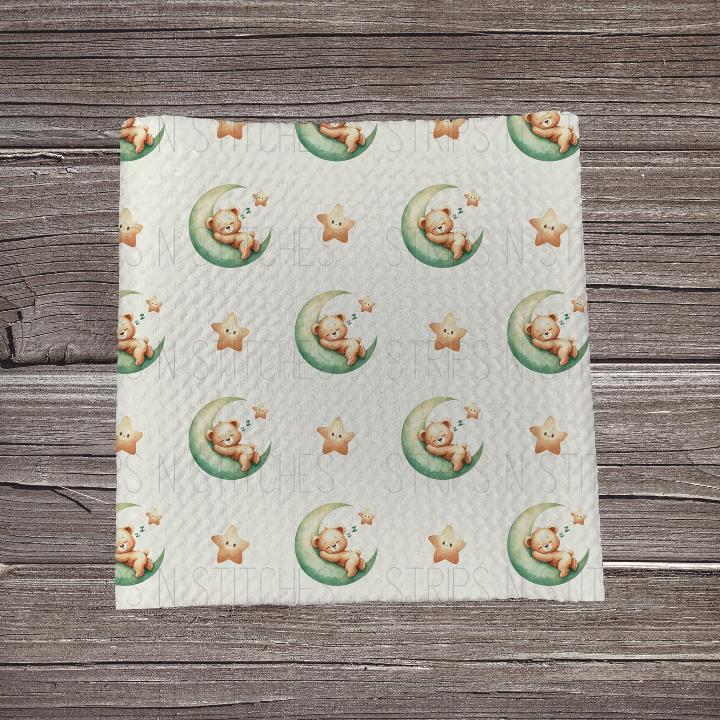 Sleepy Bear with Moon & Stars **EXCLUSIVE PRINT** | Fabric Strip | Bow Making | Scrunchie | Headwrap