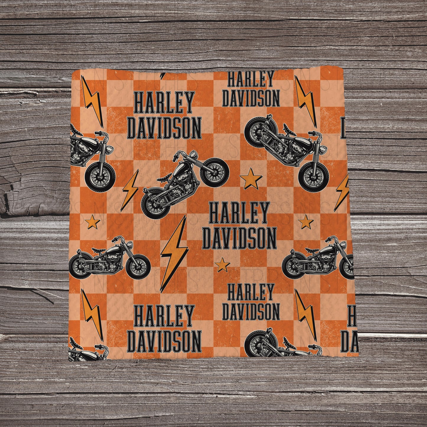 Orange Checkered Harley | Fabric Strips | Bow Making- Headwrap- Scrunchies