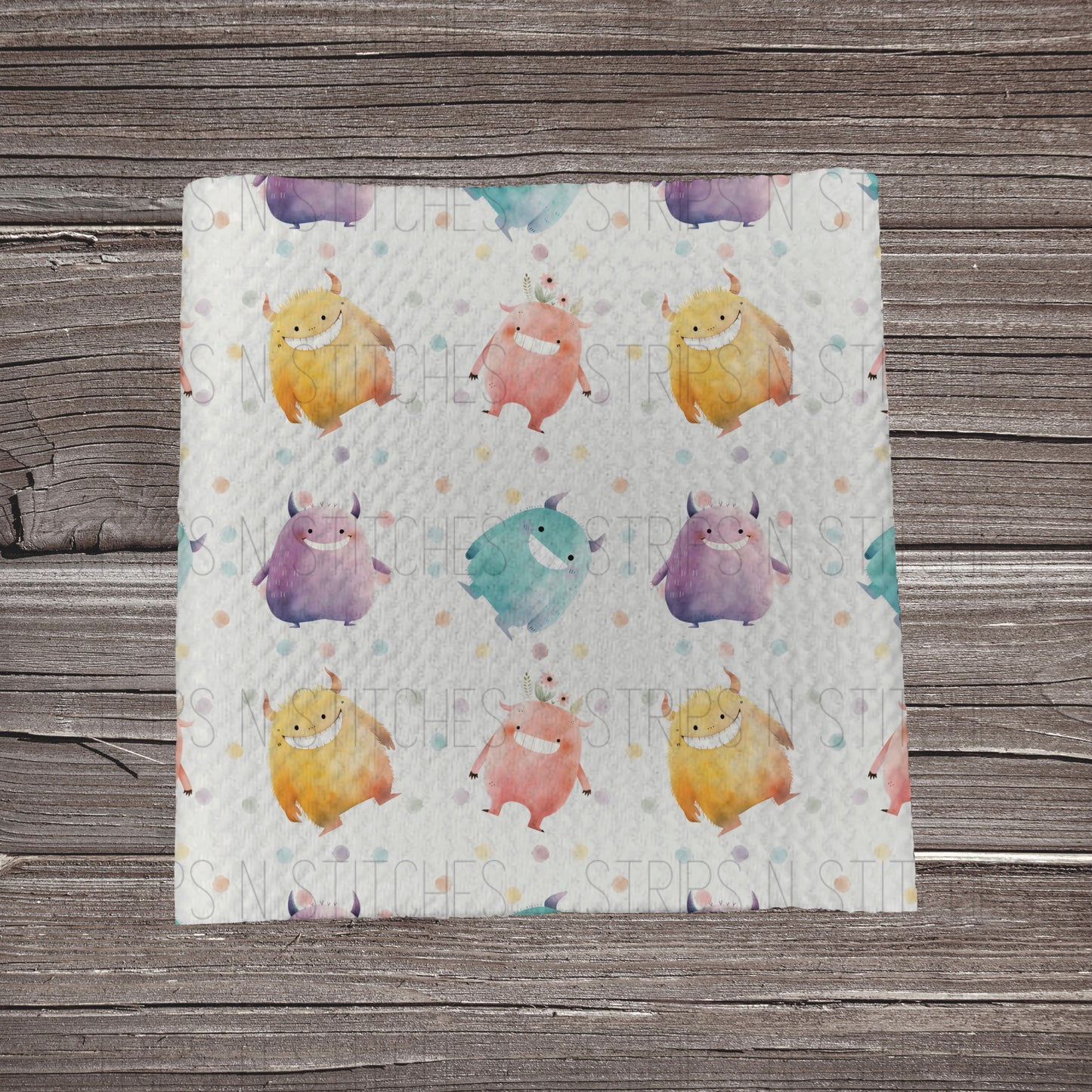 Pastel Monster & Dots | Fabric Strip- Bow Making- Headwrap- Scrunchie