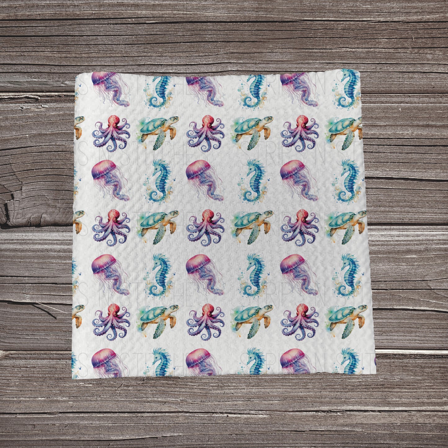 Watercolor Sea Friends | Fabric Strip- Bow Making- Headwrap- Scrunchies