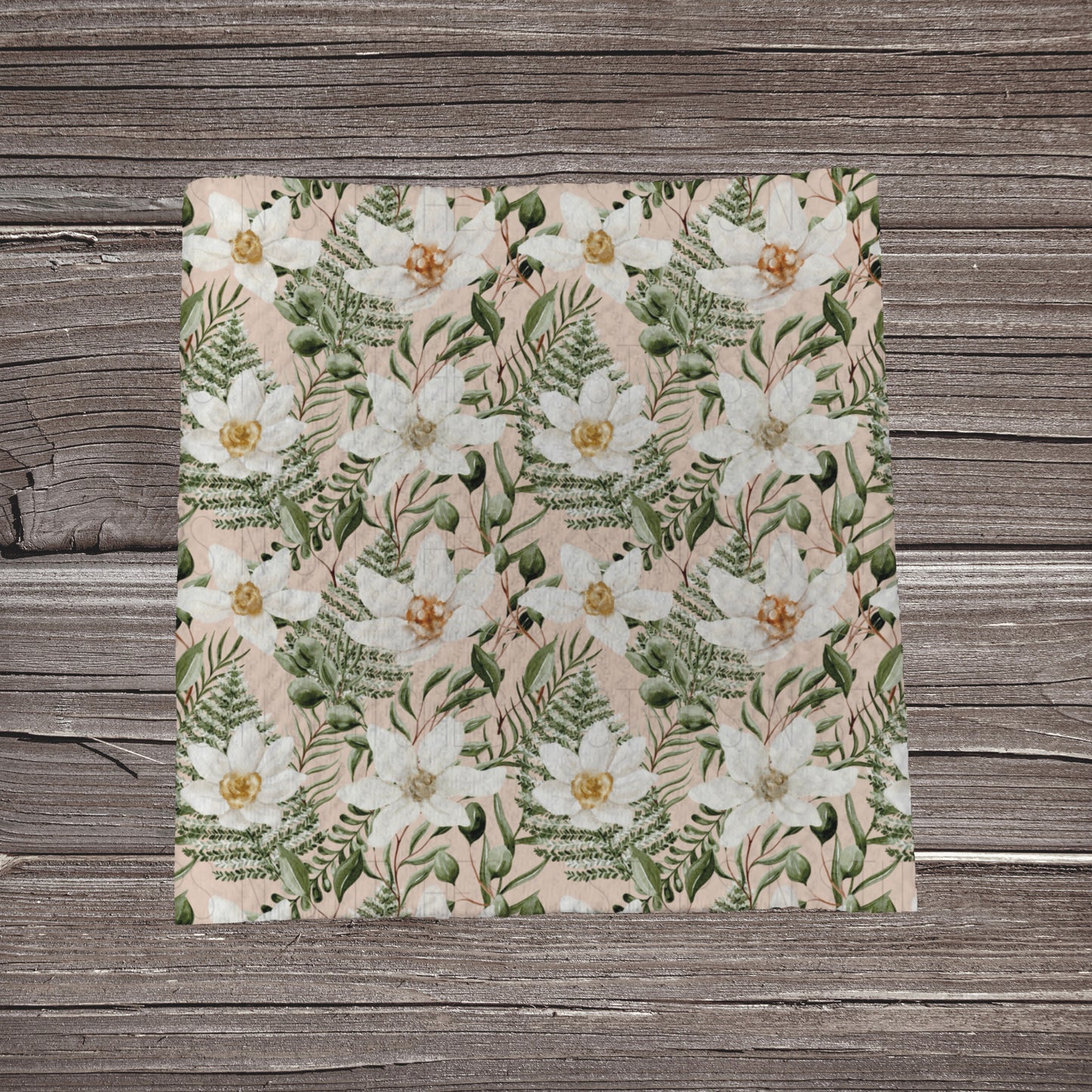 White Floral & Leaves | Fabric Strip- Bow Making- Headwrap- Scrunchies