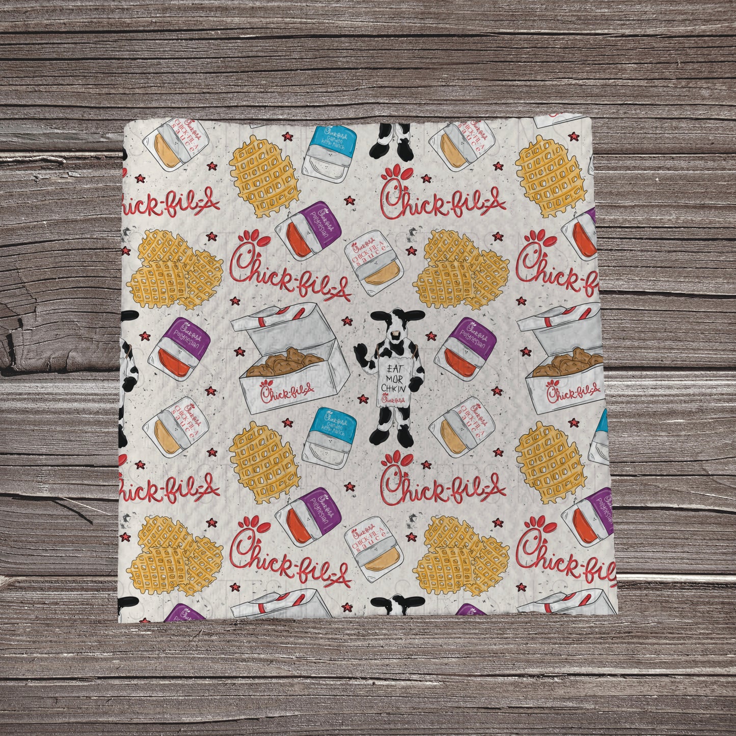 Scatter Chicken & Waffles - White | Fabric Strip | Bow Making | Scrunchie | Headwrap