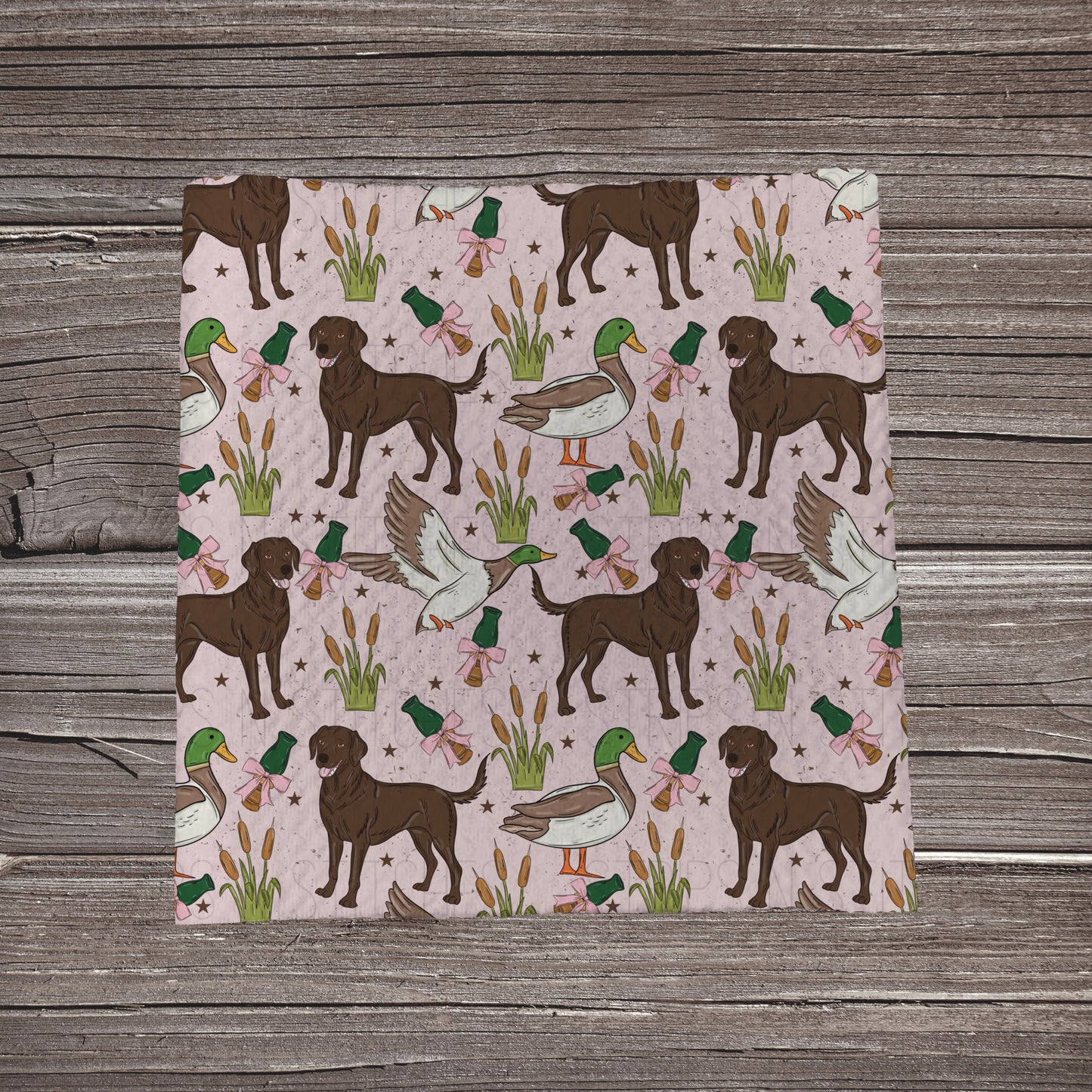 Duck Hunting- Chocolate Lab- Pink | Fabric Strip- Bow Making- Headwraps- Scrunchies