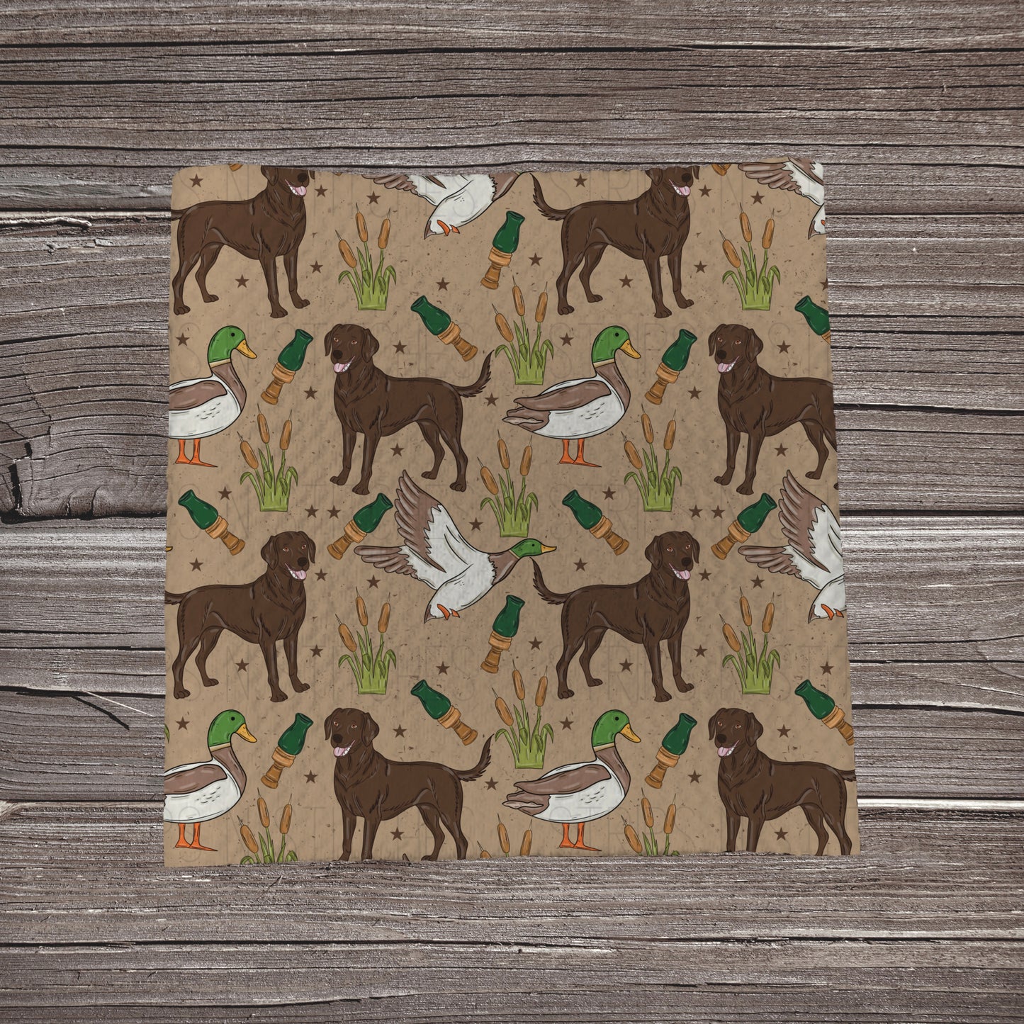 Duck Hunting- Chocolate Lab- Tan | Fabric Strip- Bow Making- Headwraps- Scrunchies