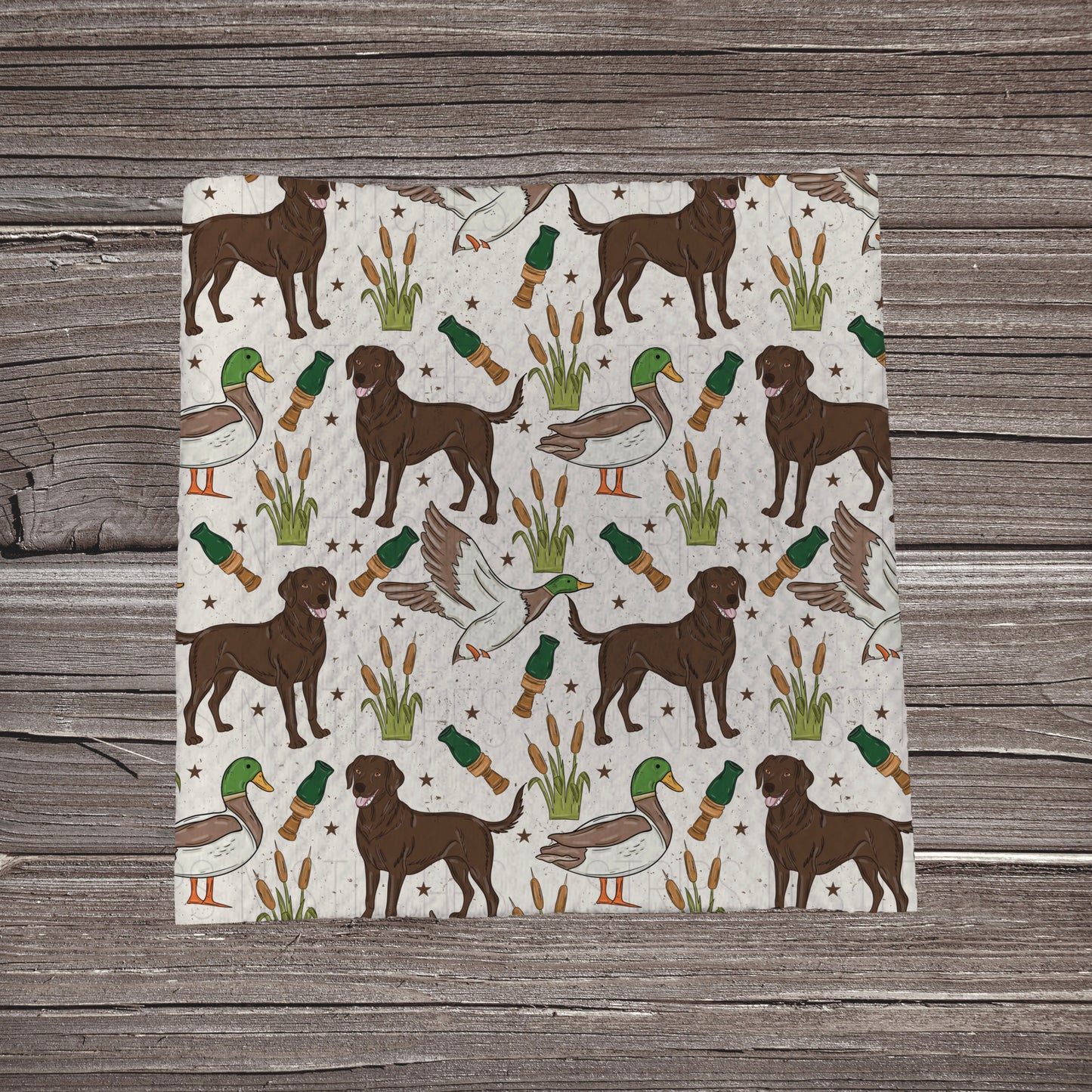 Duck Hunting- Chocolate Lab White | Fabric Strip- Bow Making- Headwraps- Scrunchies