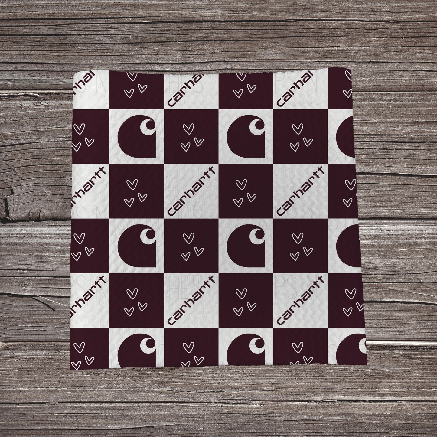 Deep Maroon Checkered Carhartt *EXCLUSIVE PRINT* | Fabric Strip- Bow Making- Headwrap- Scrunchie