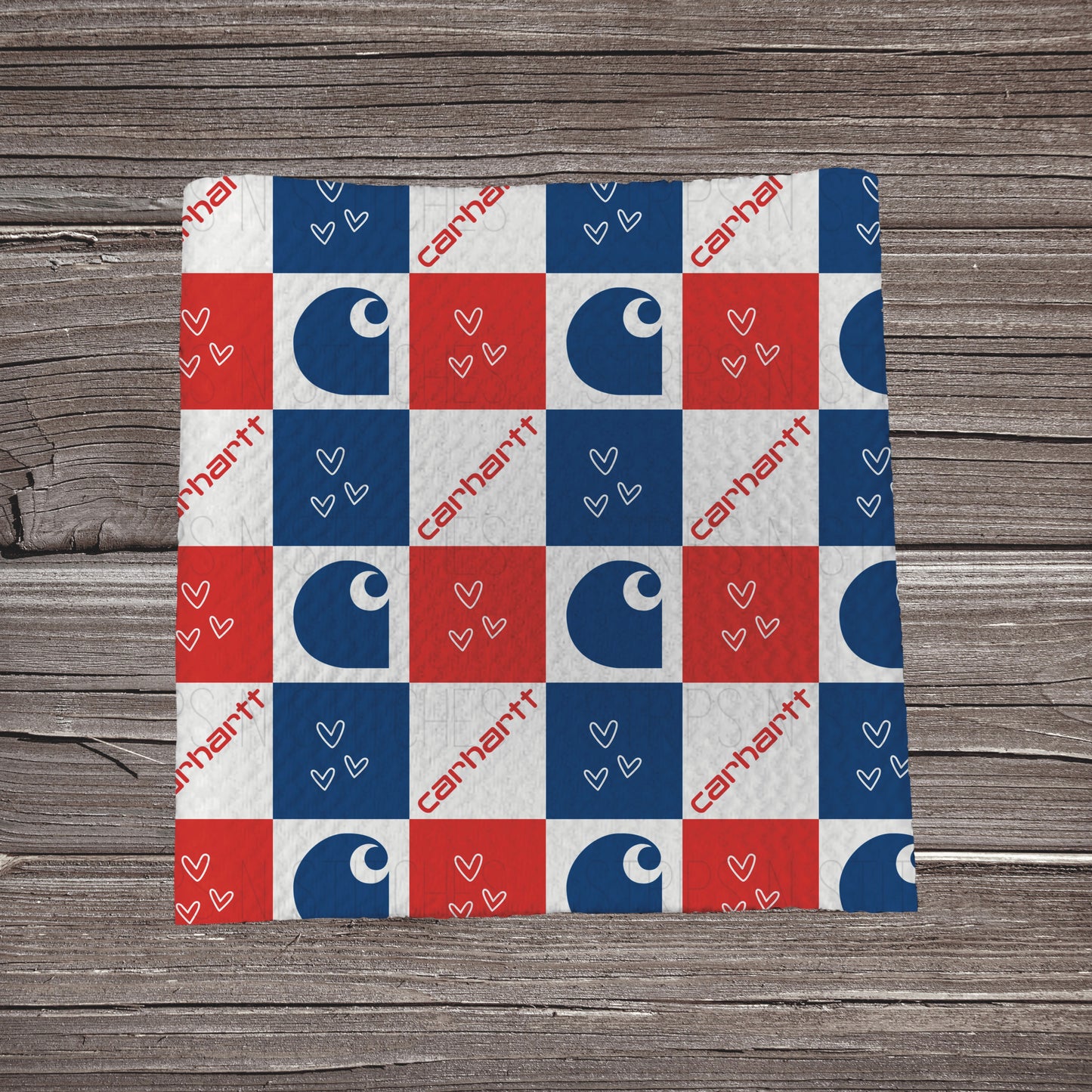 Red,White & Blue Checkered Carhartt *EXCLUSIVE PRINT* | Fabric Strip- Bow Making- Headwrap- Scrunchie