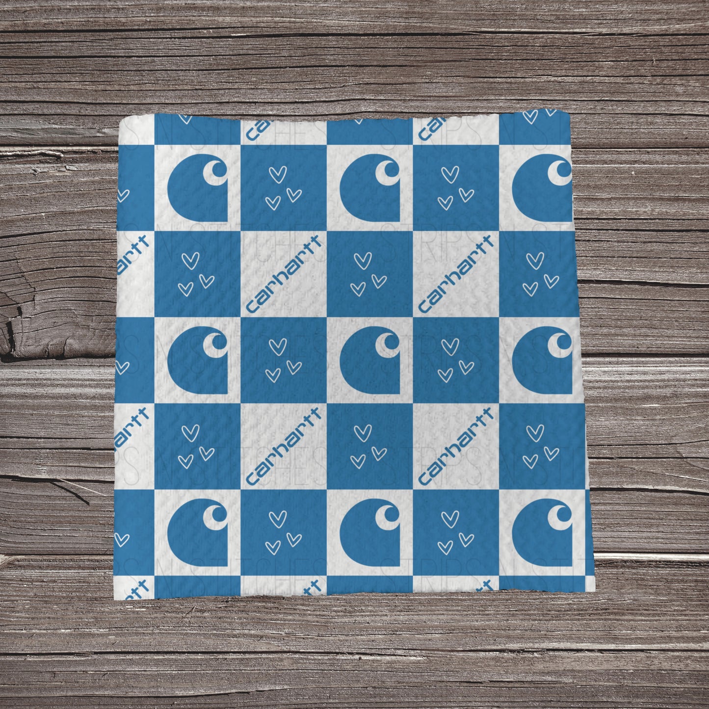 Blue Checkered Carhartt *EXCLUSIVE PRINT* | Fabric Strip- Bow Making- Headwrap- Scrunchie