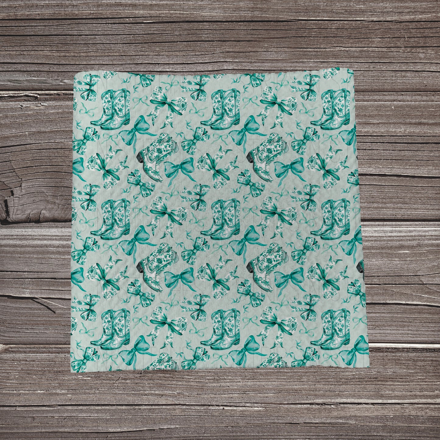 Teal Floral Boots & Bows | Fabric Strip- Bow Making- Headwrap- Scrunchies