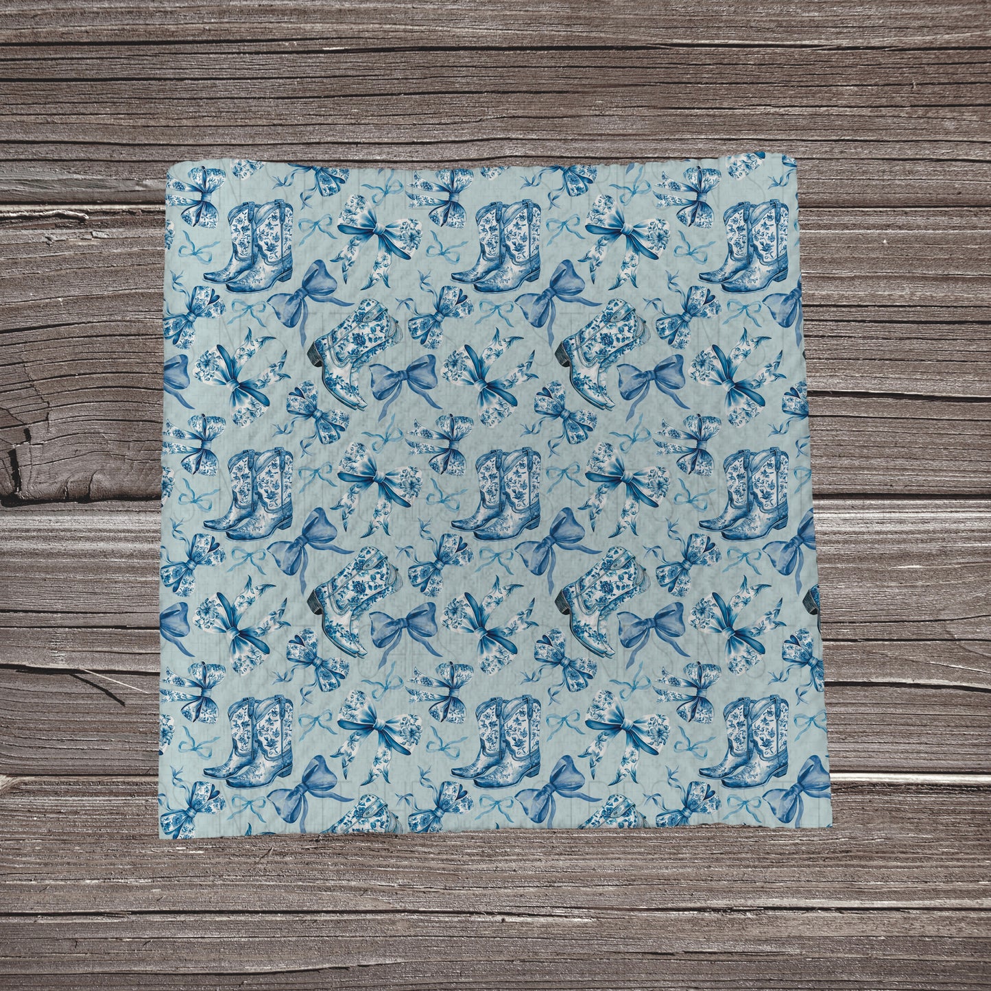 Blue Floral Boots & Bows | Fabric Strip- Bow Making- Headwrap- Scrunchies