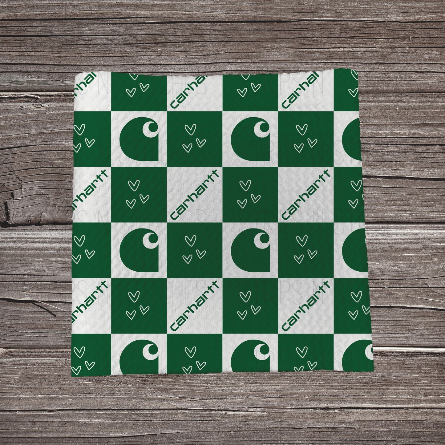 Dark Green Checkered Carhartt *EXCLUSIVE PRINT* | Fabric Strip- Bow Making- Headwrap- Scrunchie