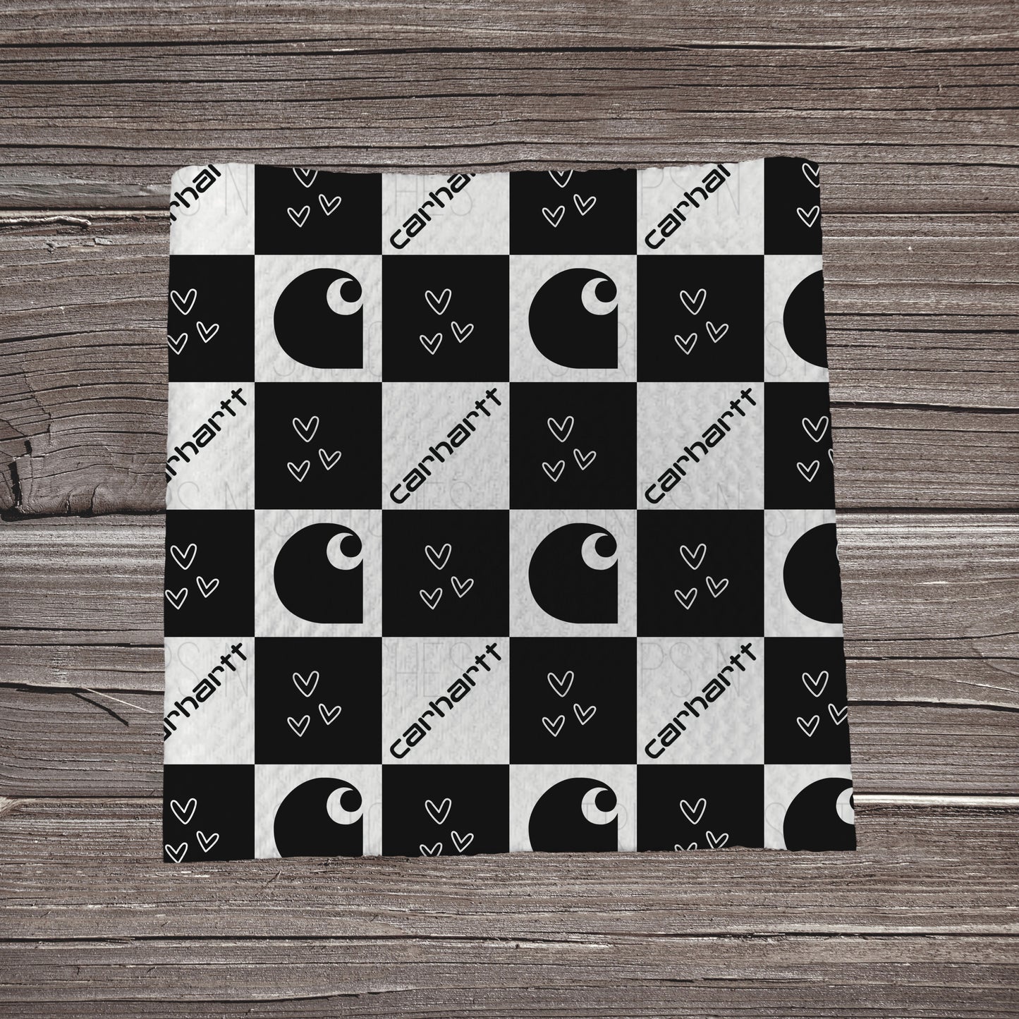 Black Checkered Carhartt *EXCLUSIVE PRINT* | Fabric Strip- Bow Making- Headwrap- Scrunchie
