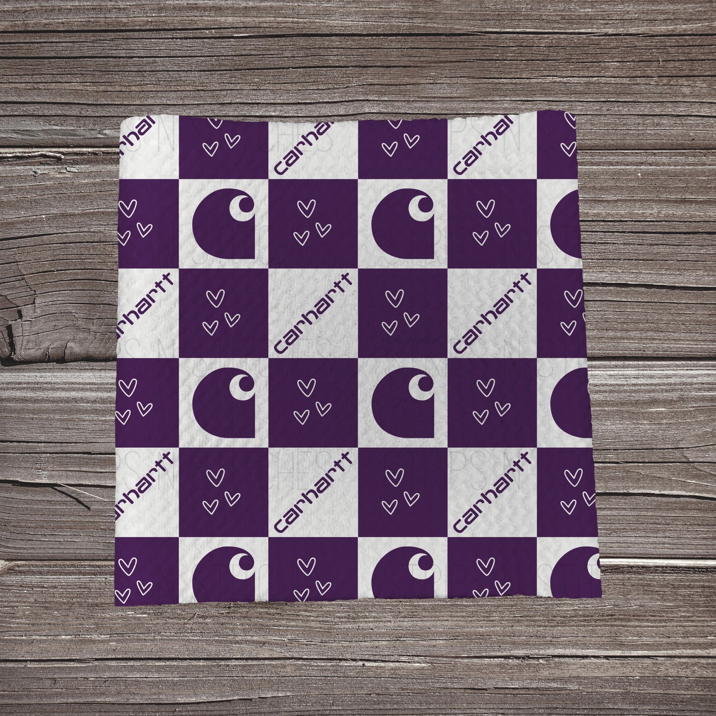 Dark Purple Checkered Carhartt *EXCLUSIVE PRINT* | Fabric Strip- Bow Making- Headwrap- Scrunchie