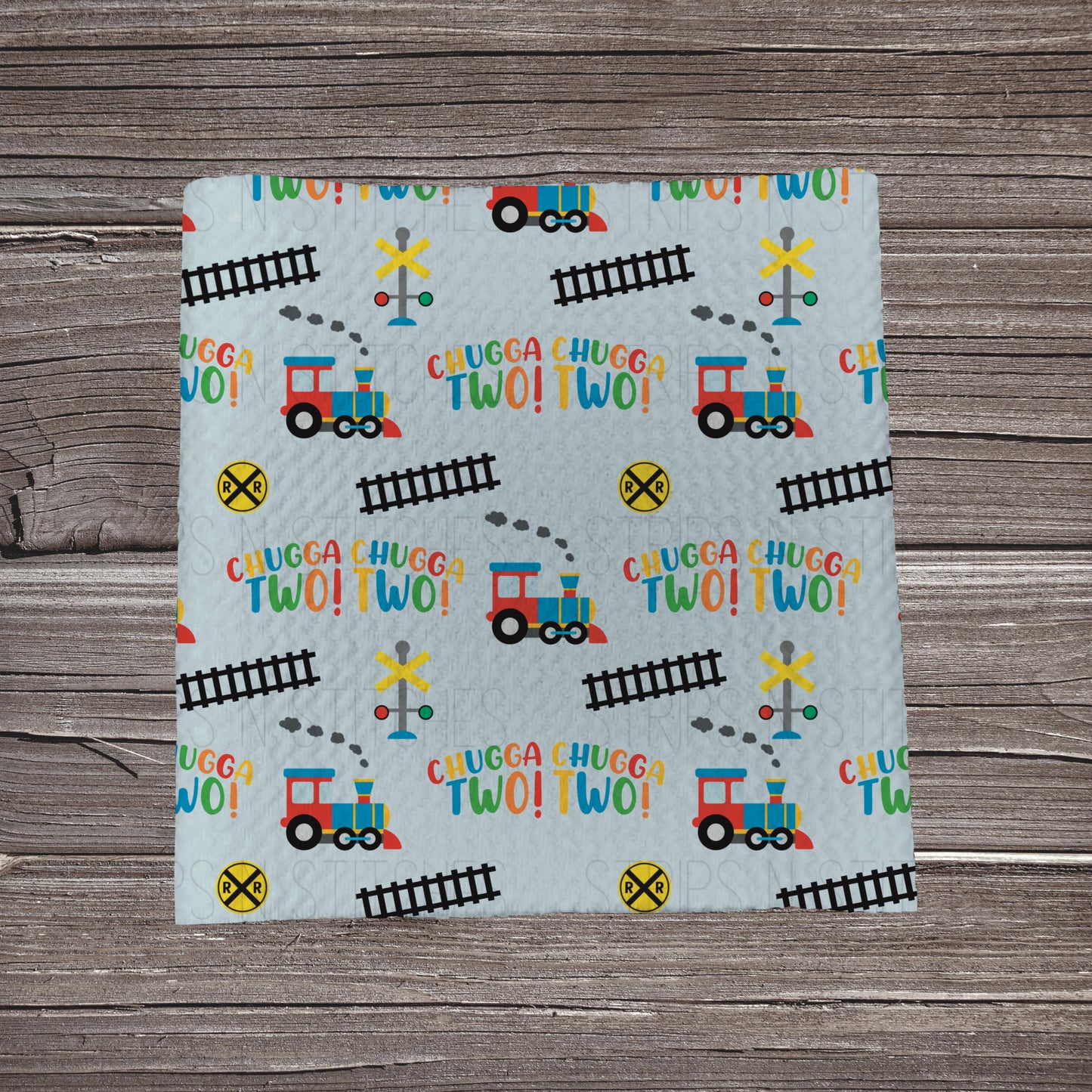 Chugga Chugga Two Two With Tracks Blue *EXCLUSIVE* | Fabric Strip- Bow Making- Headwrap- Scrunchies