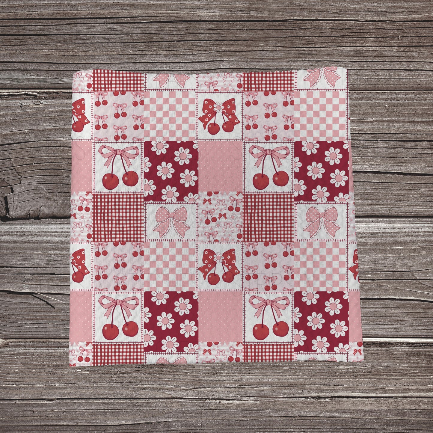 Cherry Bomb Patchwork | Fabric Strip- Bow Making- Headwrap- Scrunchies
