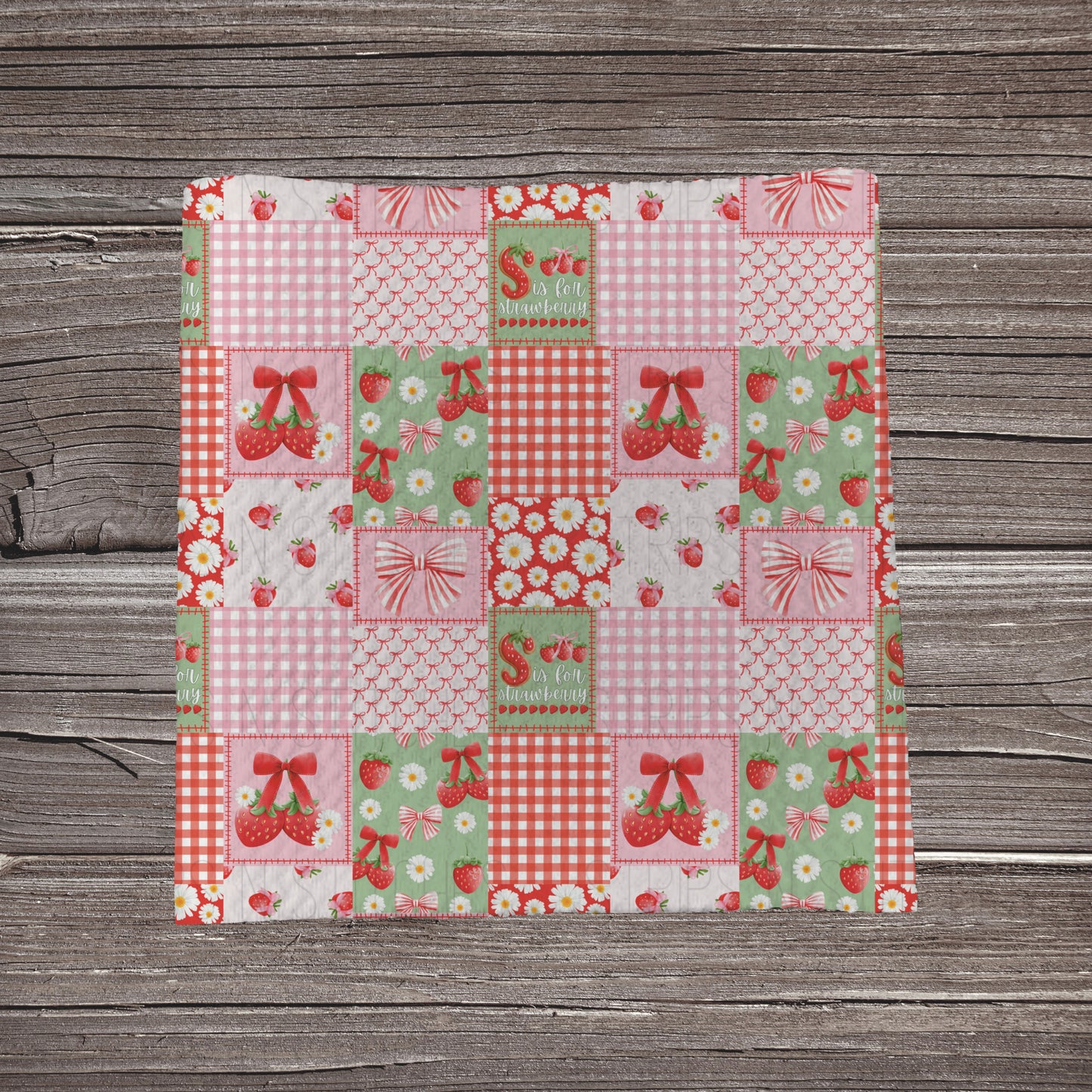 Summer Strawberries & Bows Patchwork | Fabric Strip- Bow Making- Headwrap- Scrunchies