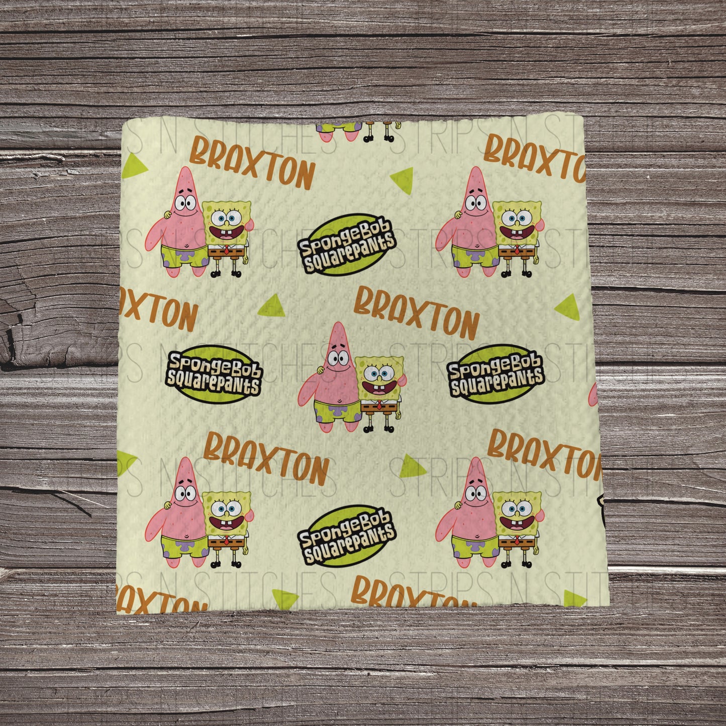Sponge Bob CUSTOM NAME *EXCLUSIVE* | Bullet Fabric Strip | Bow Making | Scrunchie | Headwraps