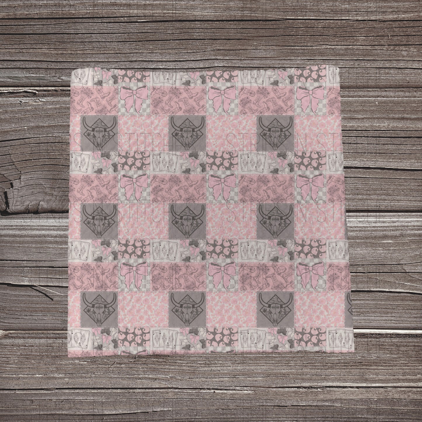 Light Pink Western Patchwork | Bullet Fabric Strip | Bow Making | Scrunchie | Headwraps