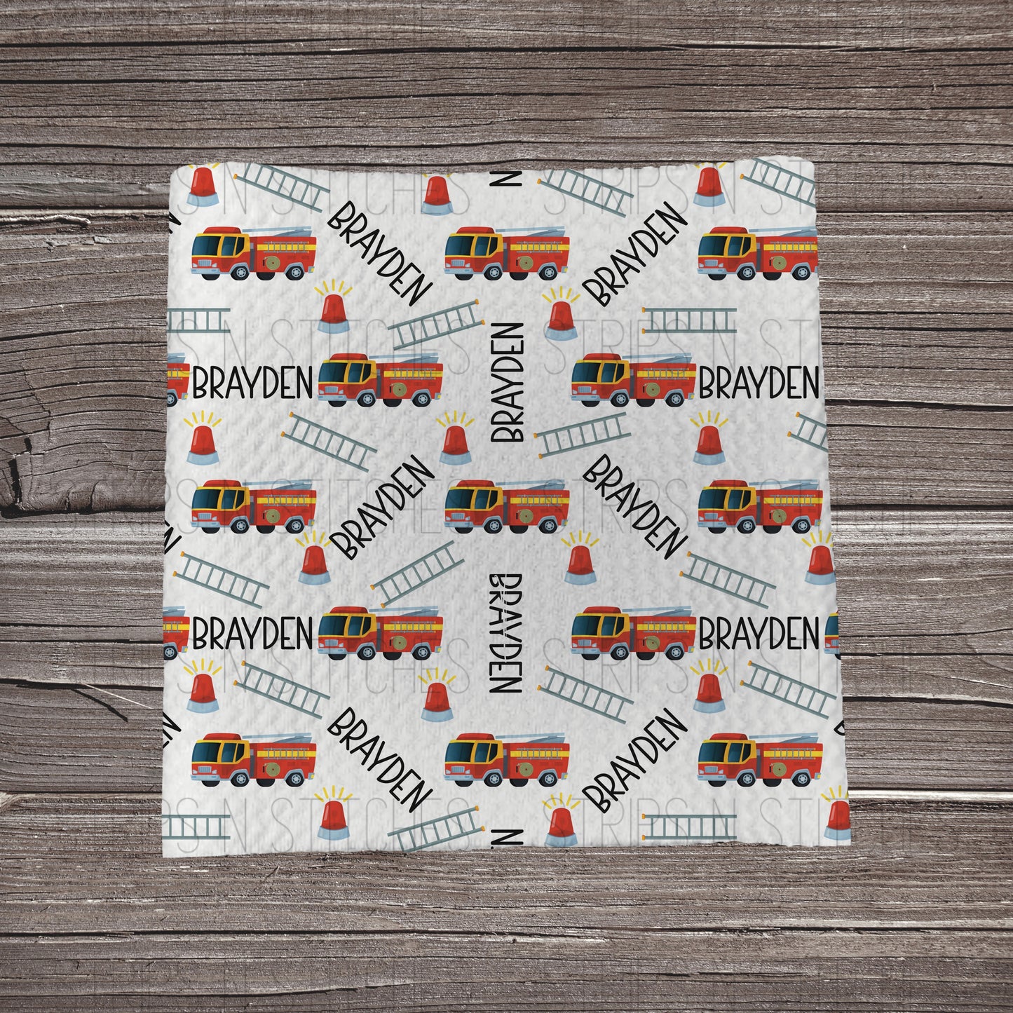 Firetruck CUSTOM NAME **EXCLUSIVE PRINT** |Fabric Strip | Bow Making | Scrunchie | Headwrap