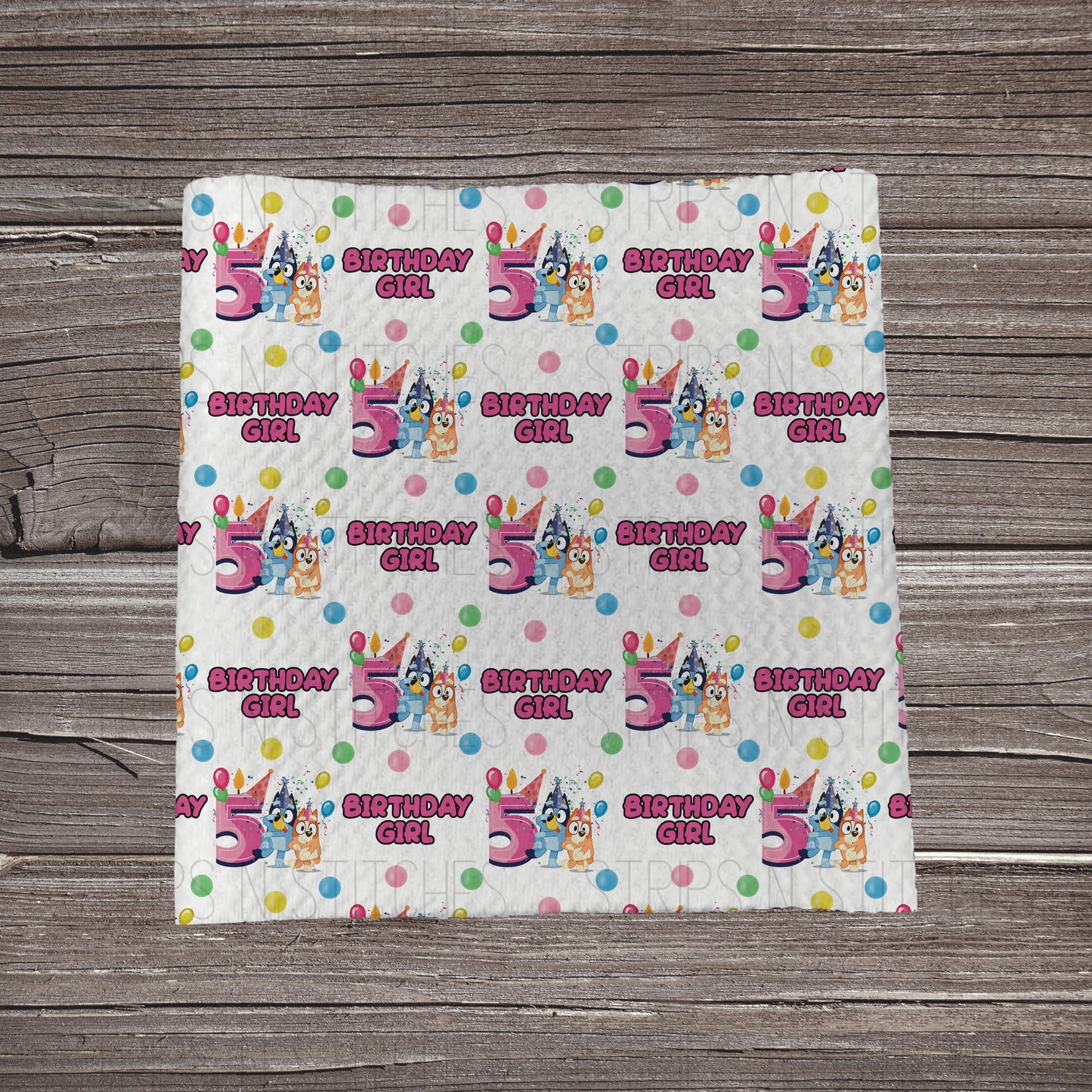 Bluey Birthday Girl - Ages 1-6 **EXCLUSIVE PRINT** |Fabric Strip | Bow Making | Scrunchie | Headwrap
