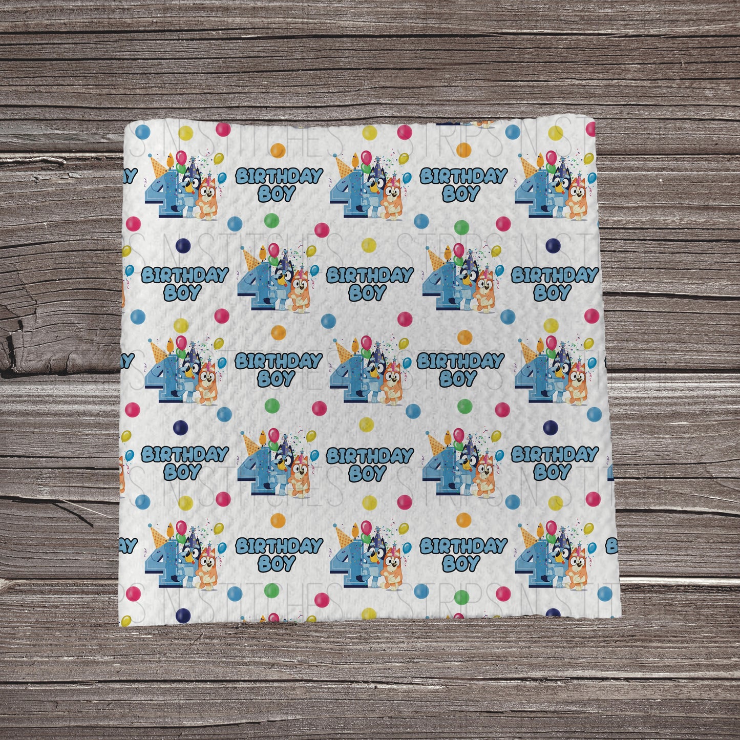 Bluey Birthday Boy - Ages 1-6 **EXCLUSIVE PRINT** |Fabric Strip | Bow Making | Scrunchie | Headwrap