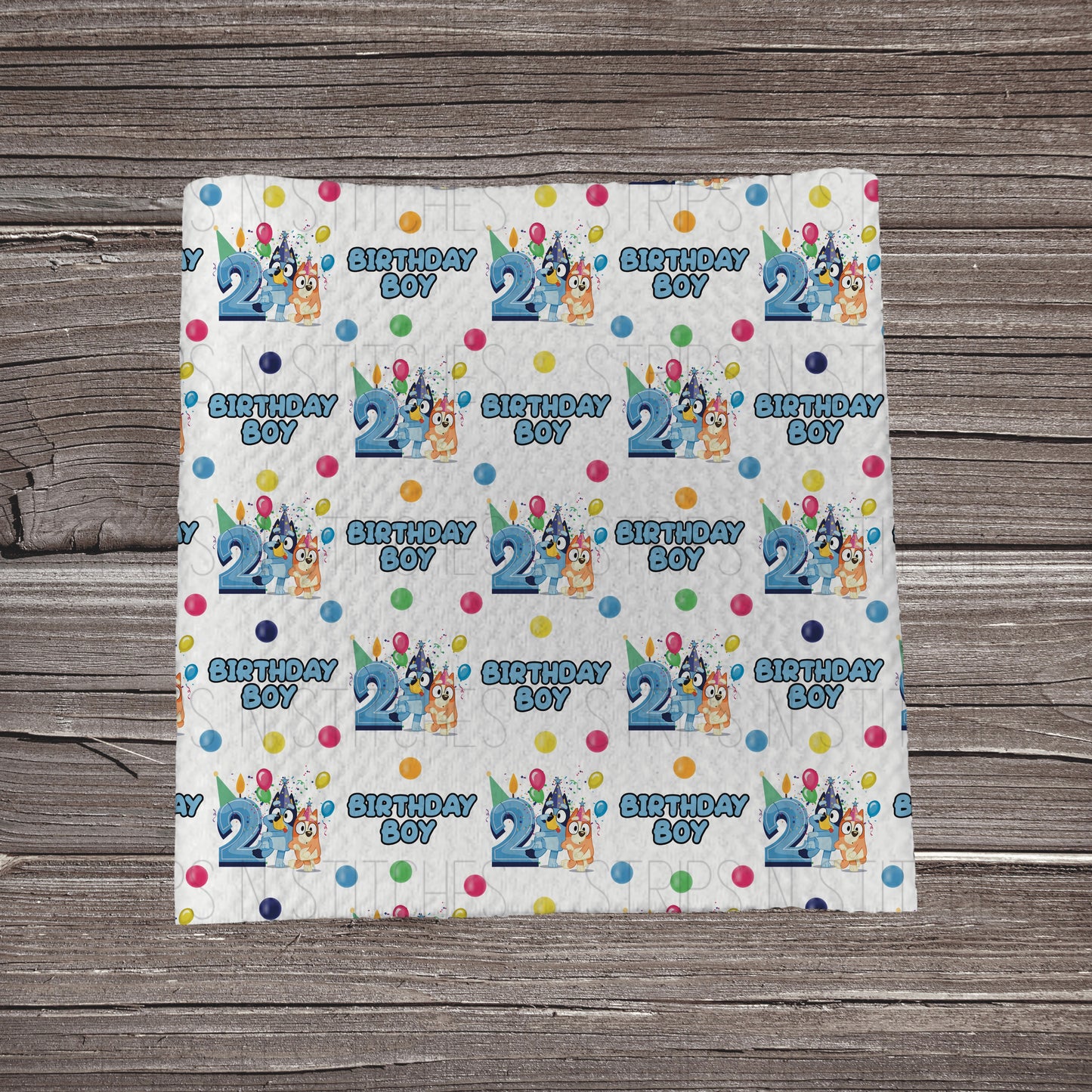 Bluey Birthday Boy - Ages 1-6 **EXCLUSIVE PRINT** |Fabric Strip | Bow Making | Scrunchie | Headwrap