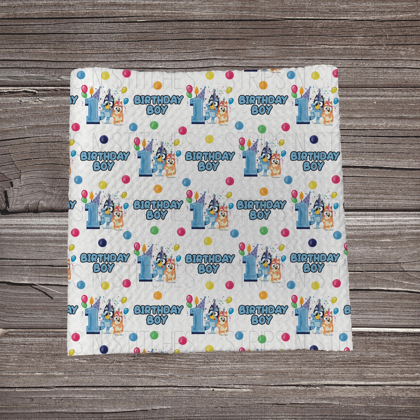 Bluey Birthday Boy - Ages 1-6 **EXCLUSIVE PRINT** |Fabric Strip | Bow Making | Scrunchie | Headwrap