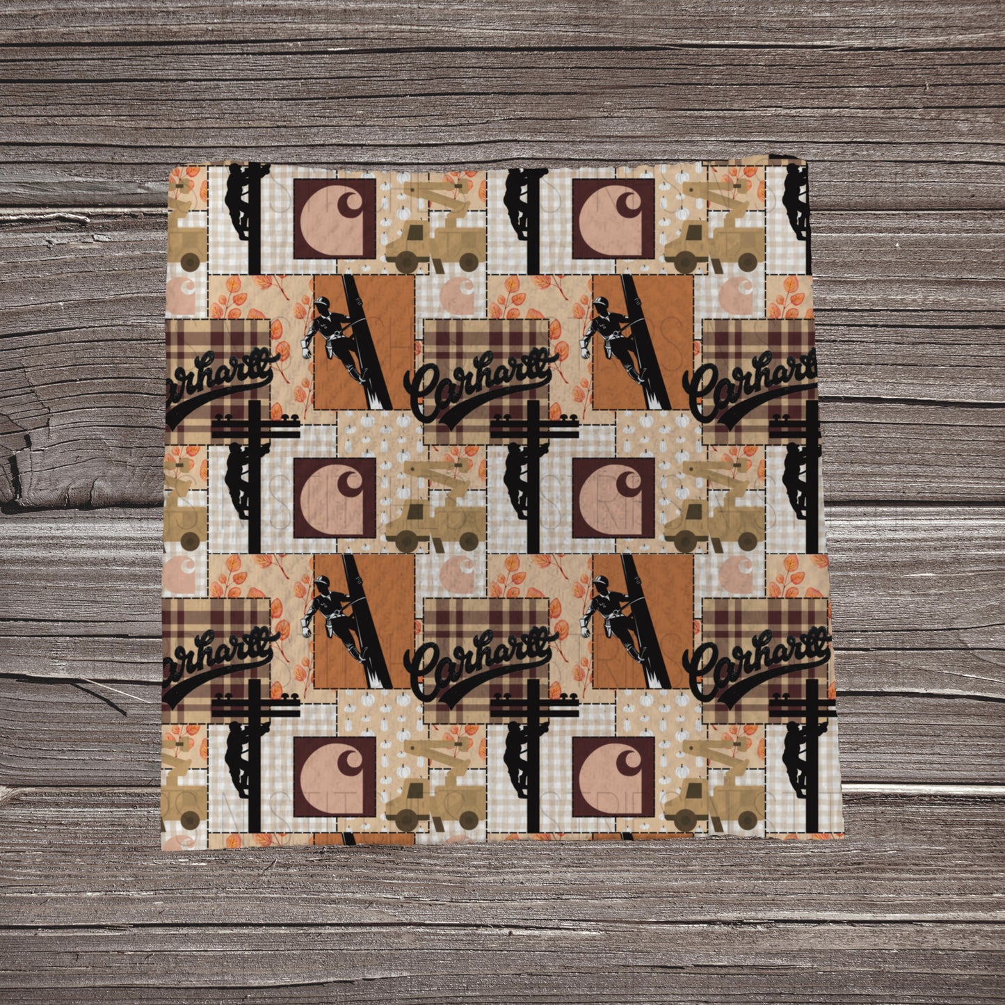 Lineman Carhartt Patchwork | Fabric Strip- Bow Making- Headwrap- Scrunchie