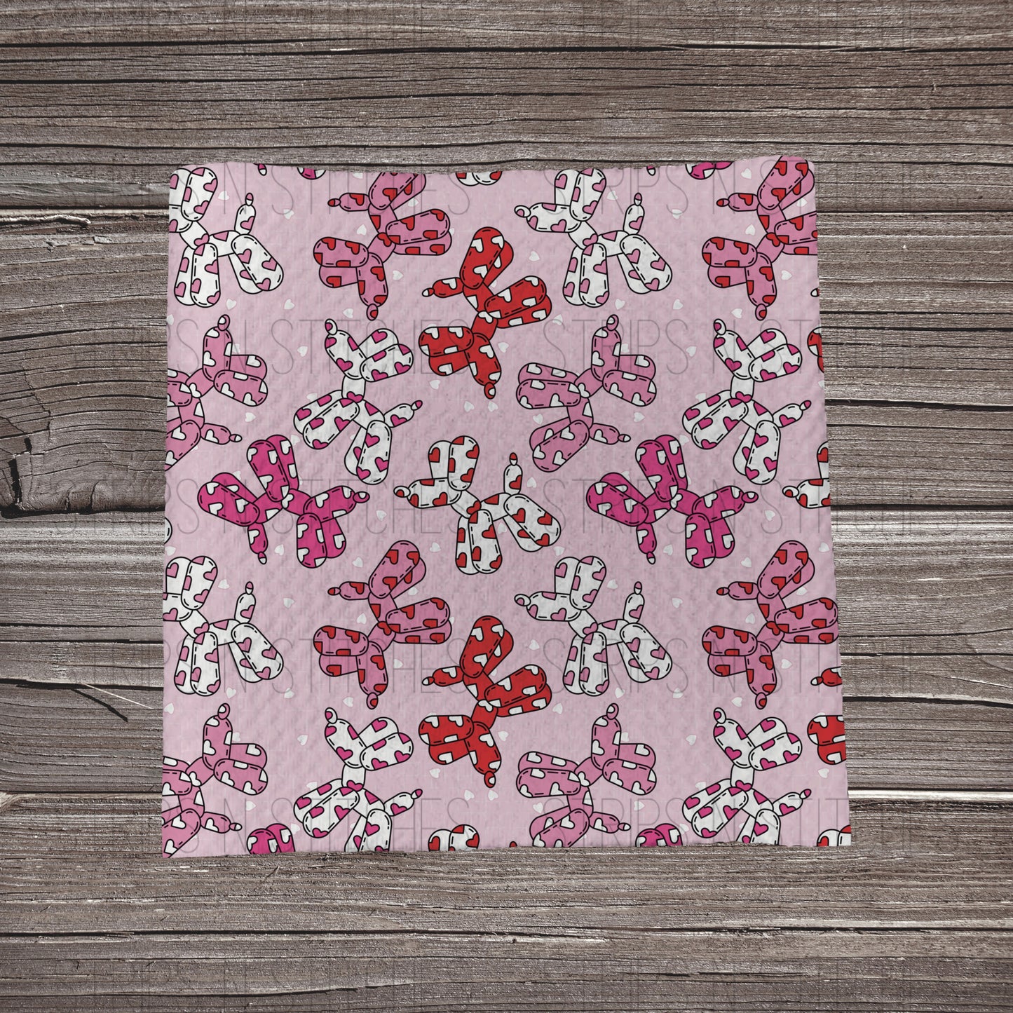 Heart Dog Ballons Pink | Bullet Fabric Strip | Bow Making | Scrunchie | Headwraps