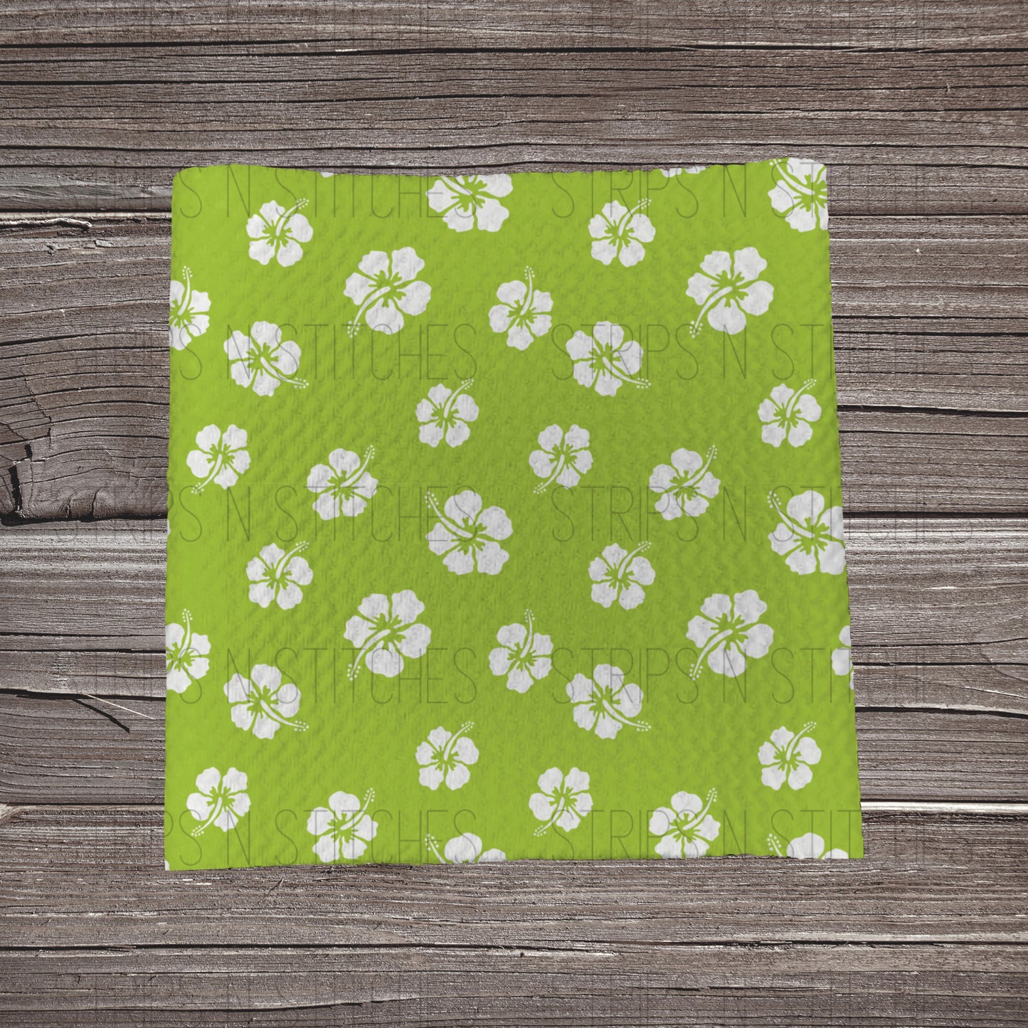Hibiscus- Green | Fabric Strip- Bow Making- Headwrap- Scrunchies