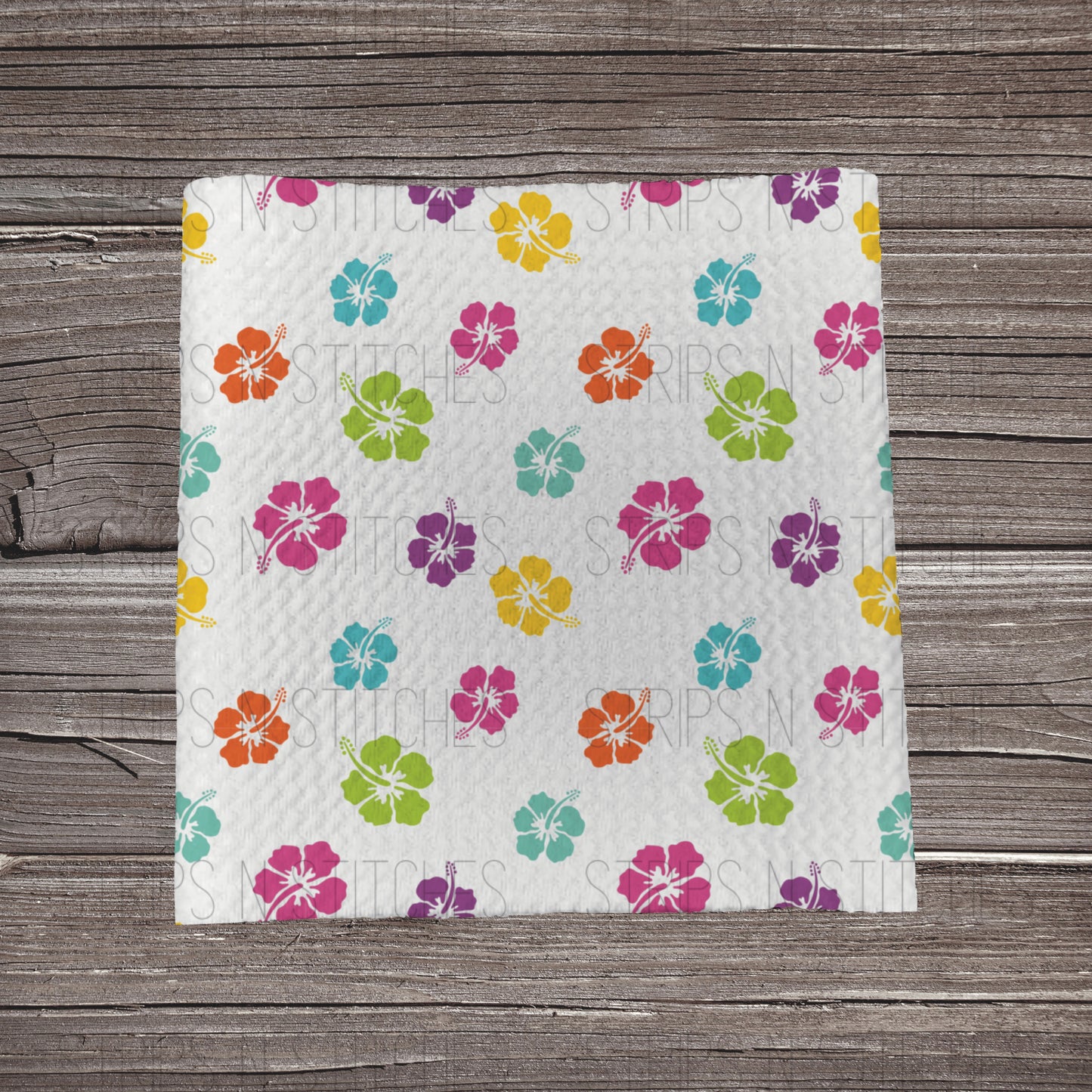Hibiscus- Mulitcolor- White | Fabric Strip- Bow Making- Headwrap- Scrunchies