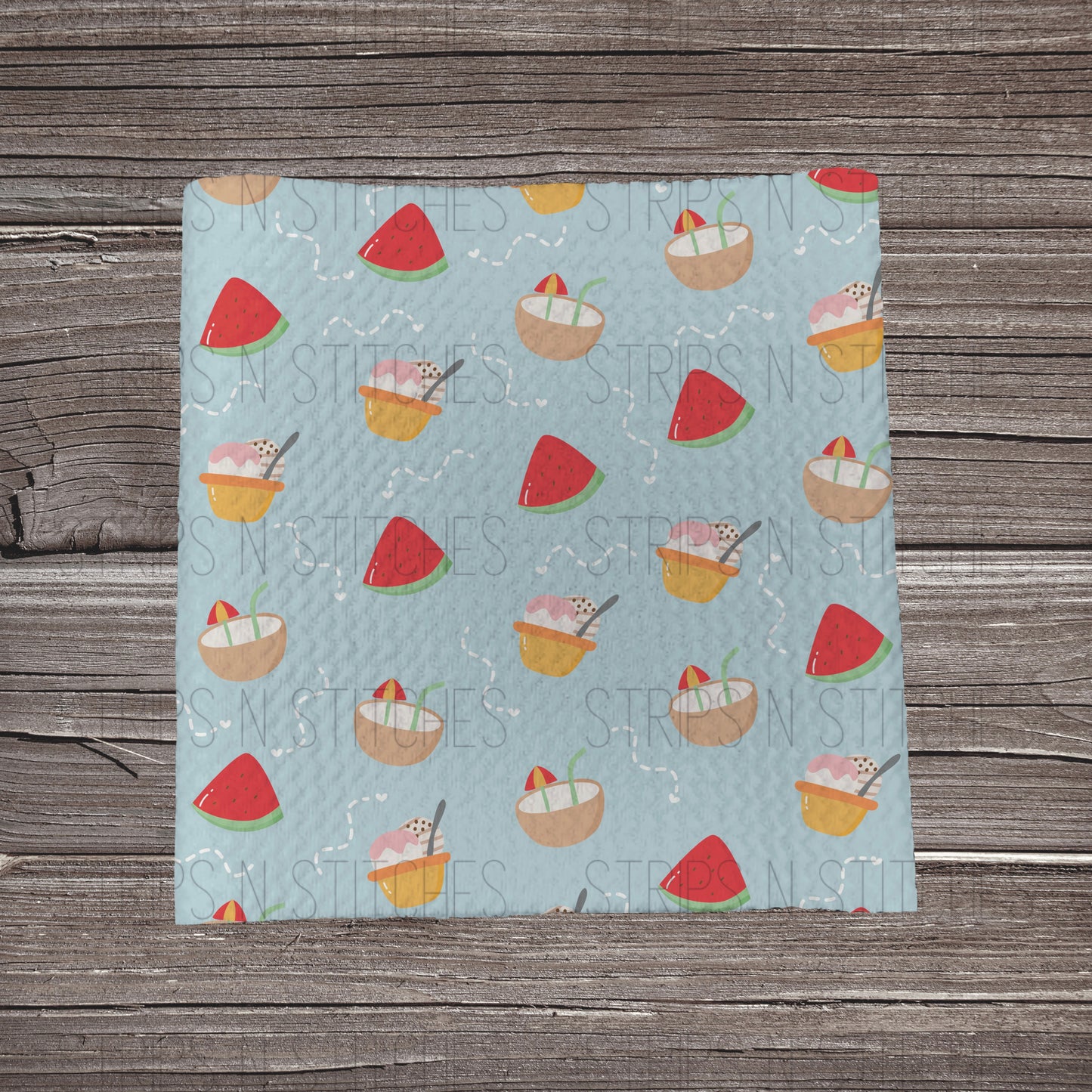 Summer Treats- Blue | Fabric Strip- Bow Making- Headwrap- Scrunchies
