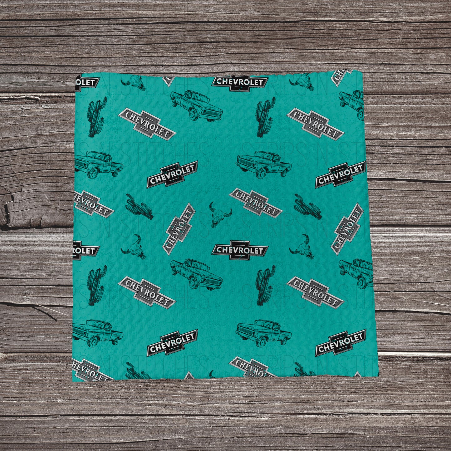 Turquoise Chevrolet Scatter | Fabric Strip- Bow Making- Headwrap- Scrunchies