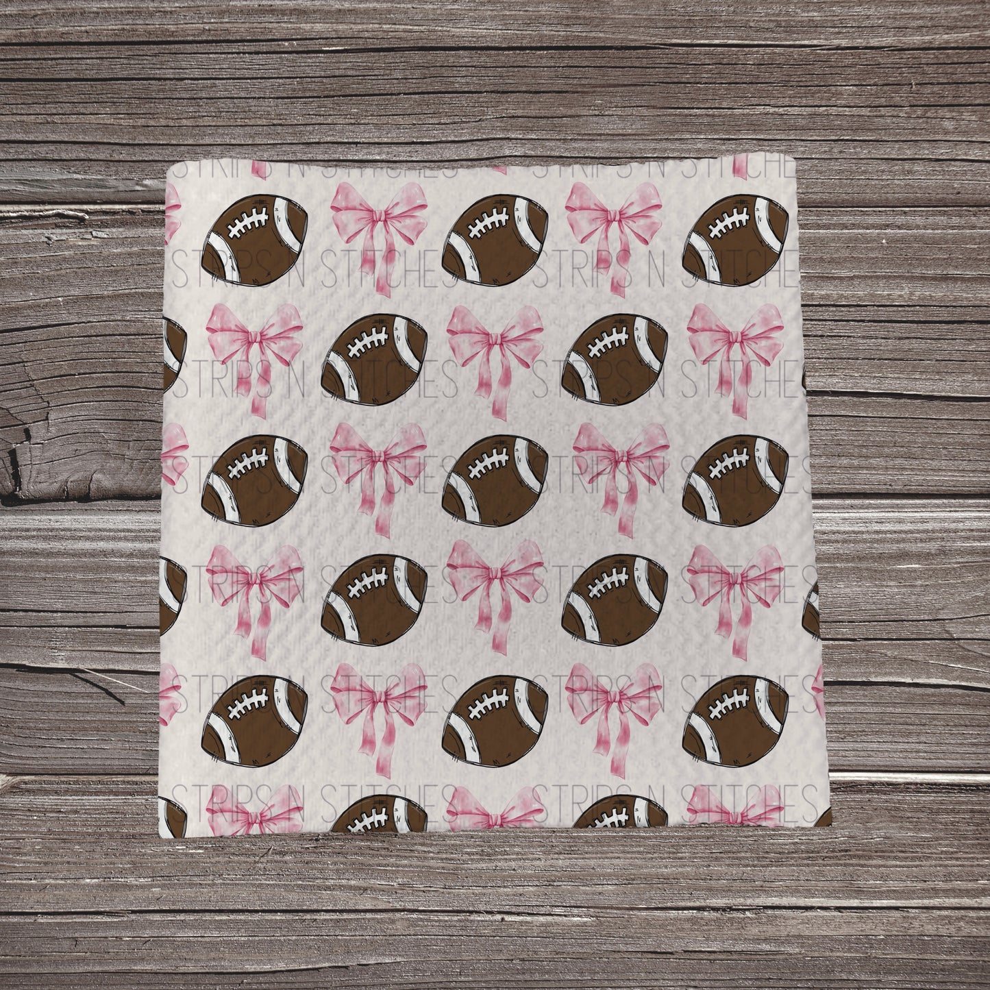 Pink Bows & Footballs Scatter | Fabric Strip- Bow Making- Headwrap- Scrunchies