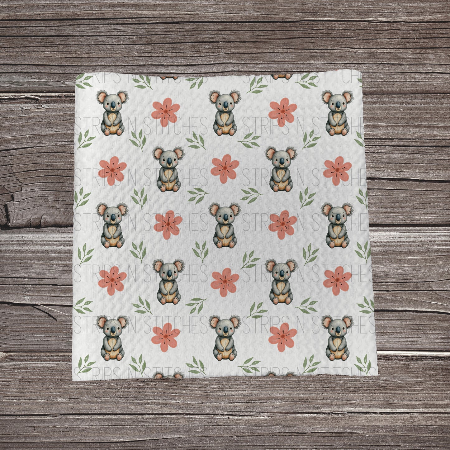 Koala & Flowers | Fabric Strip- Bow Making- Headwrap- Scrunchies