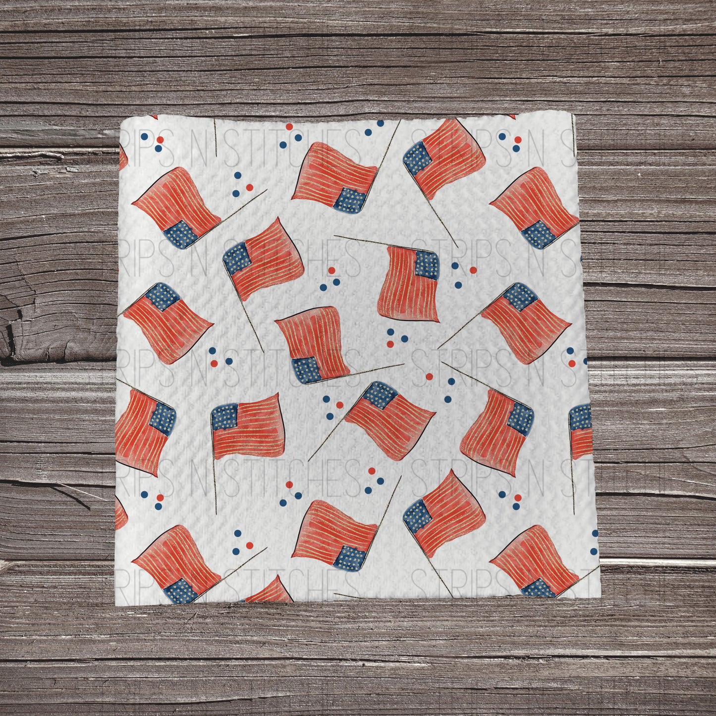 American Flags Watercolor 5”x18” Fabric Strip | Bow Making | Scrunchies