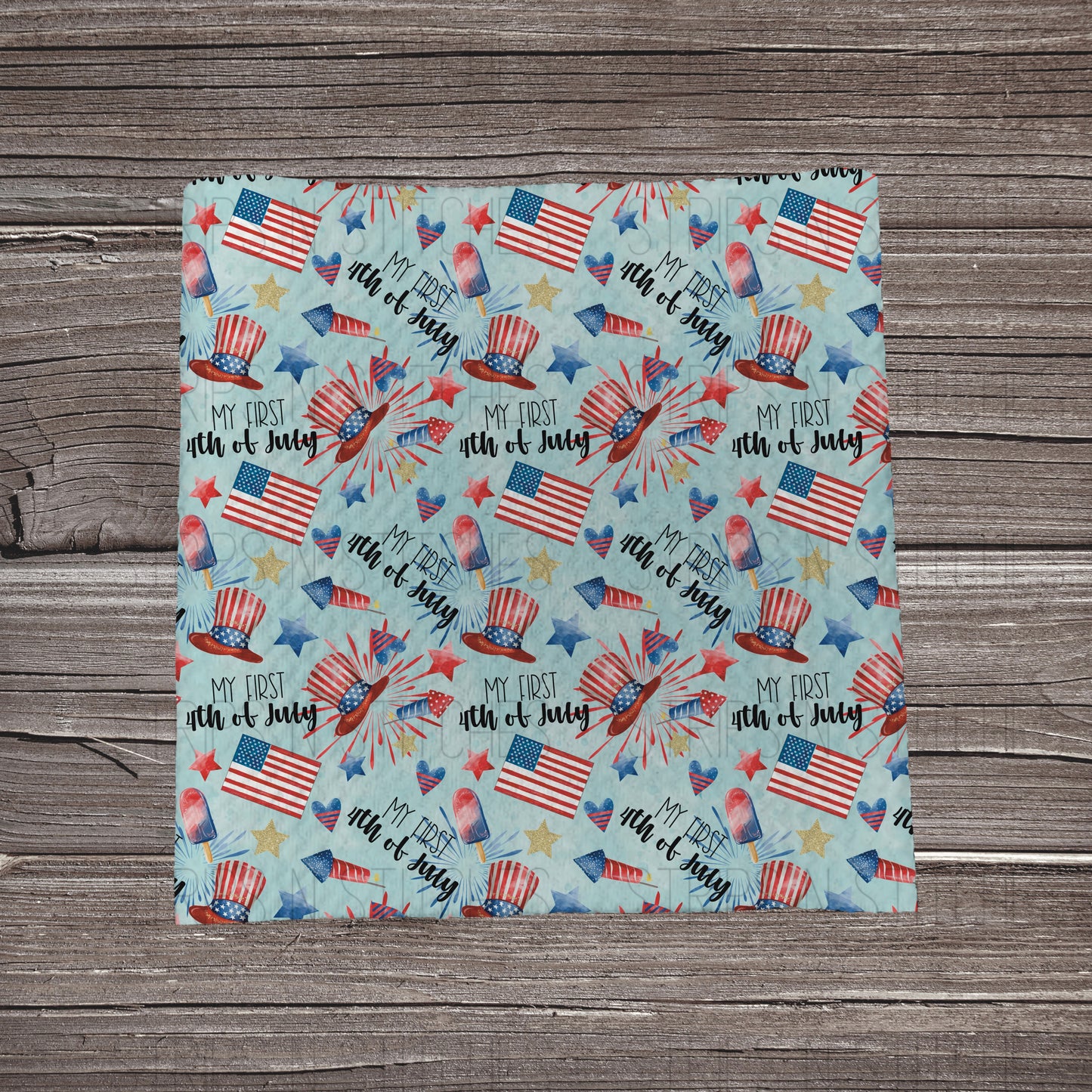 First 4th of July (blue) Fabric Strip- Bow Making- Headwrap- Scrunchies