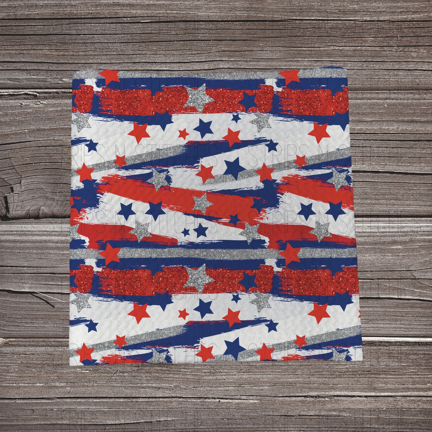 Red, White & Blue Stars/Brushstrokes Fabric Strip- Bow Making- Headwrap- Scrunch
