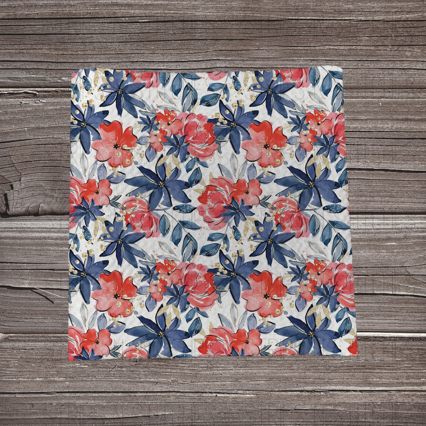 Patriotic Floral Fabric Strip- Bow Making- Headwrap- Scrunchies