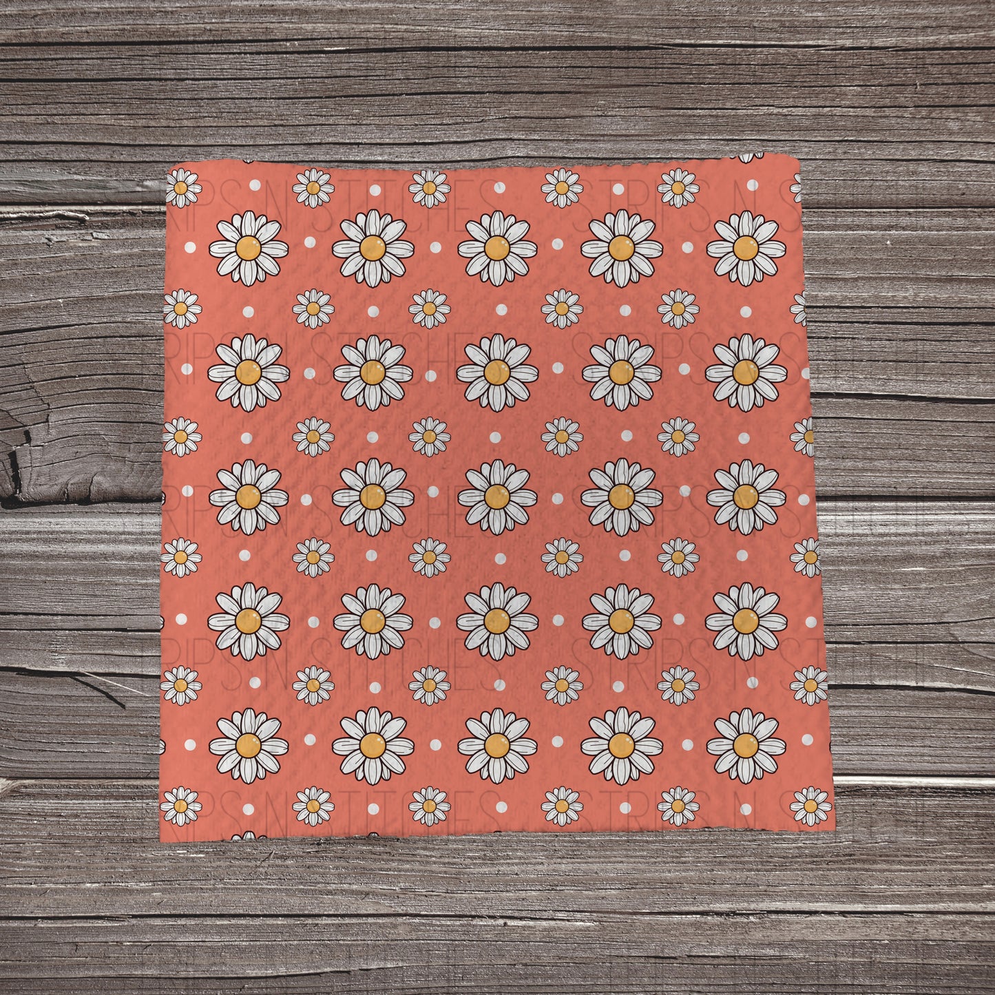 Scattered Daisies & Dots- Coral *EXCLUSIVE* | Bullet Fabric Strip | Bow Making | Scrunchie |