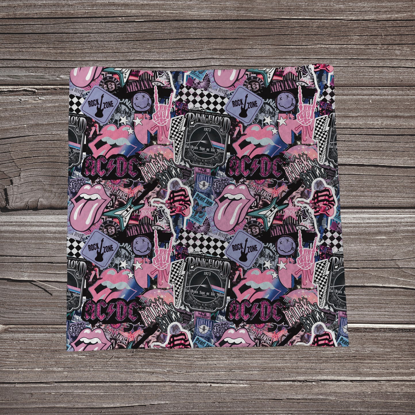 Rock Bands Stacked- Pink | Fabric Strip- Bow Making- Headwrap- Scrunchies