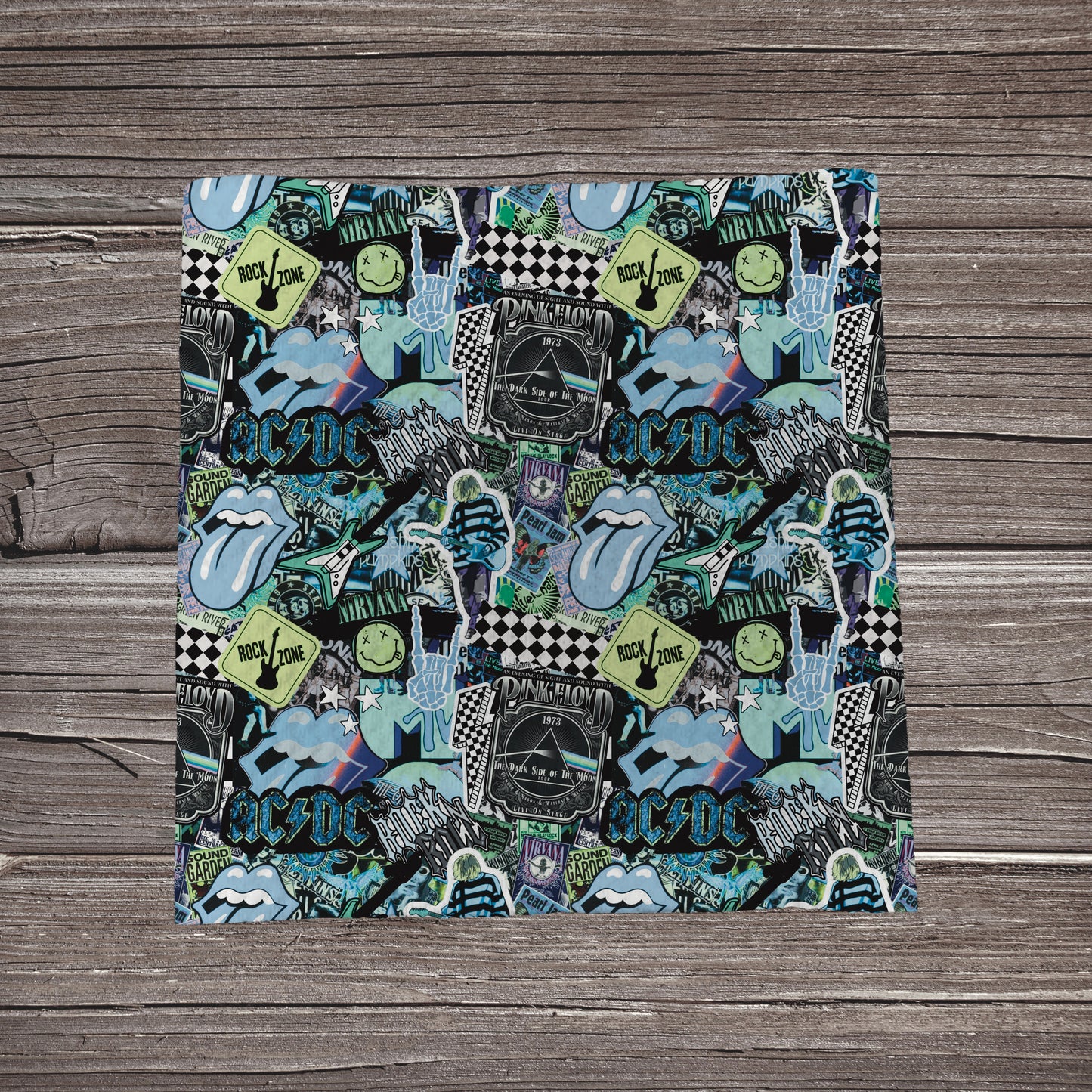 Rock Bands Stacked- Blue | Fabric Strip- Bow Making- Headwrap- Scrunchies