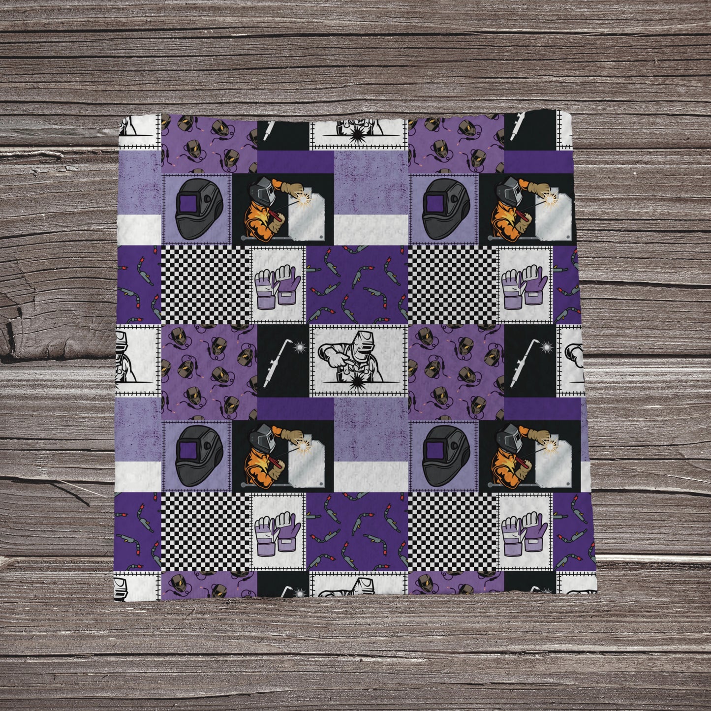 Purple Welder Patchwork | Fabric Strip- Bow Making- Headwraps- Scrunchies