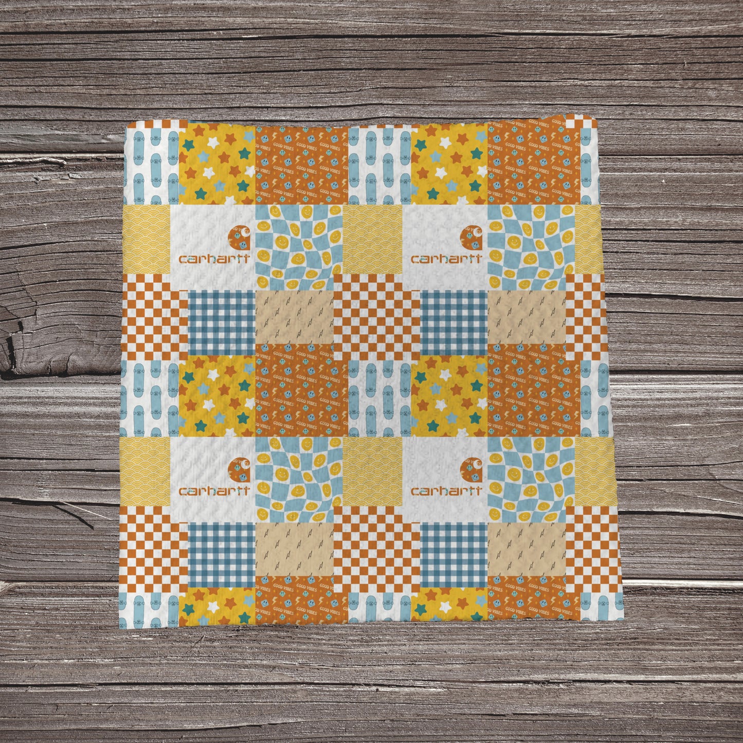 Good Vibes Carhartt Patchwork | Fabric Strip- Bow Making- Headwraps- Scrunchies