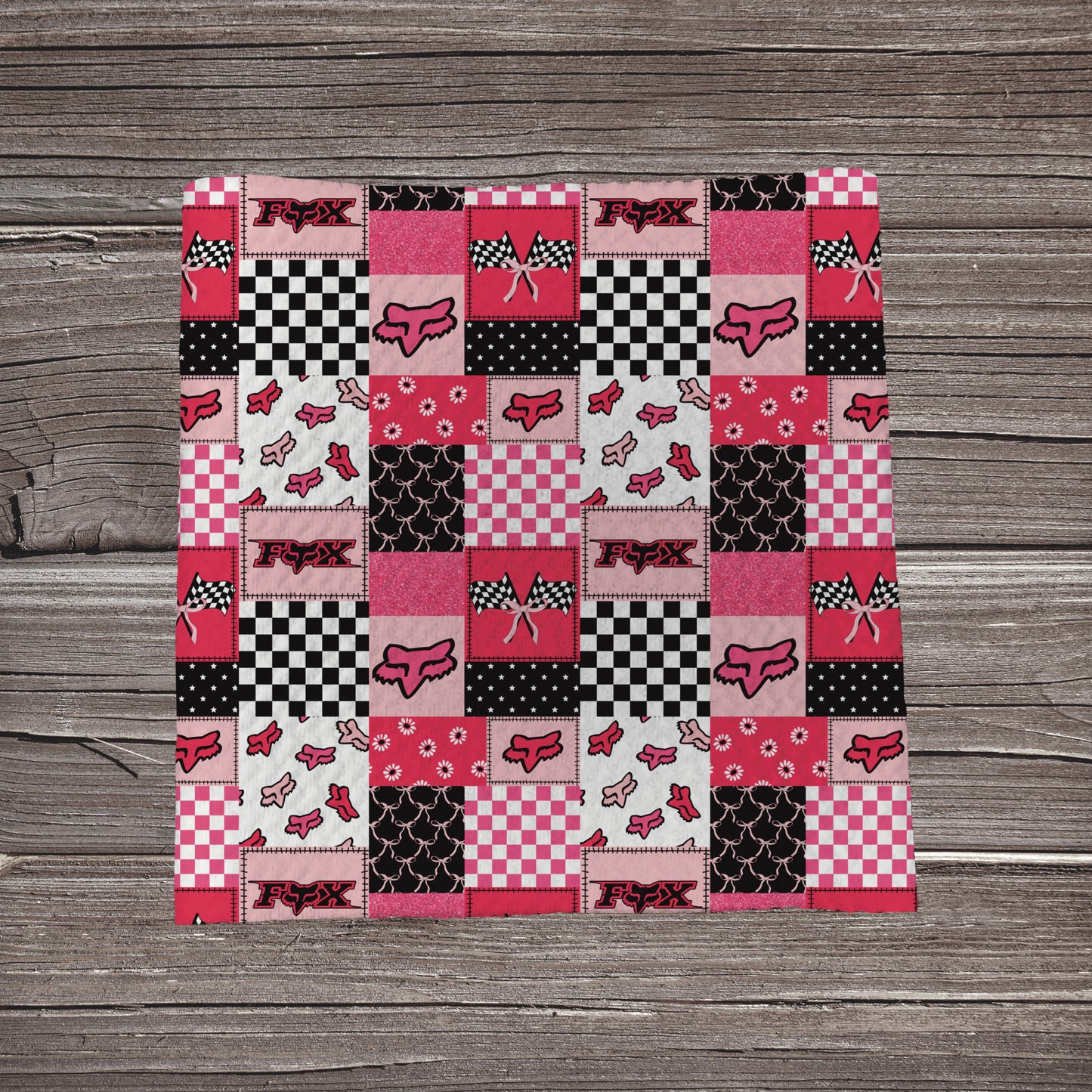 Pink Fox Patchwork | Fabric Strip- Bow Making- Headwraps- Scrunchies