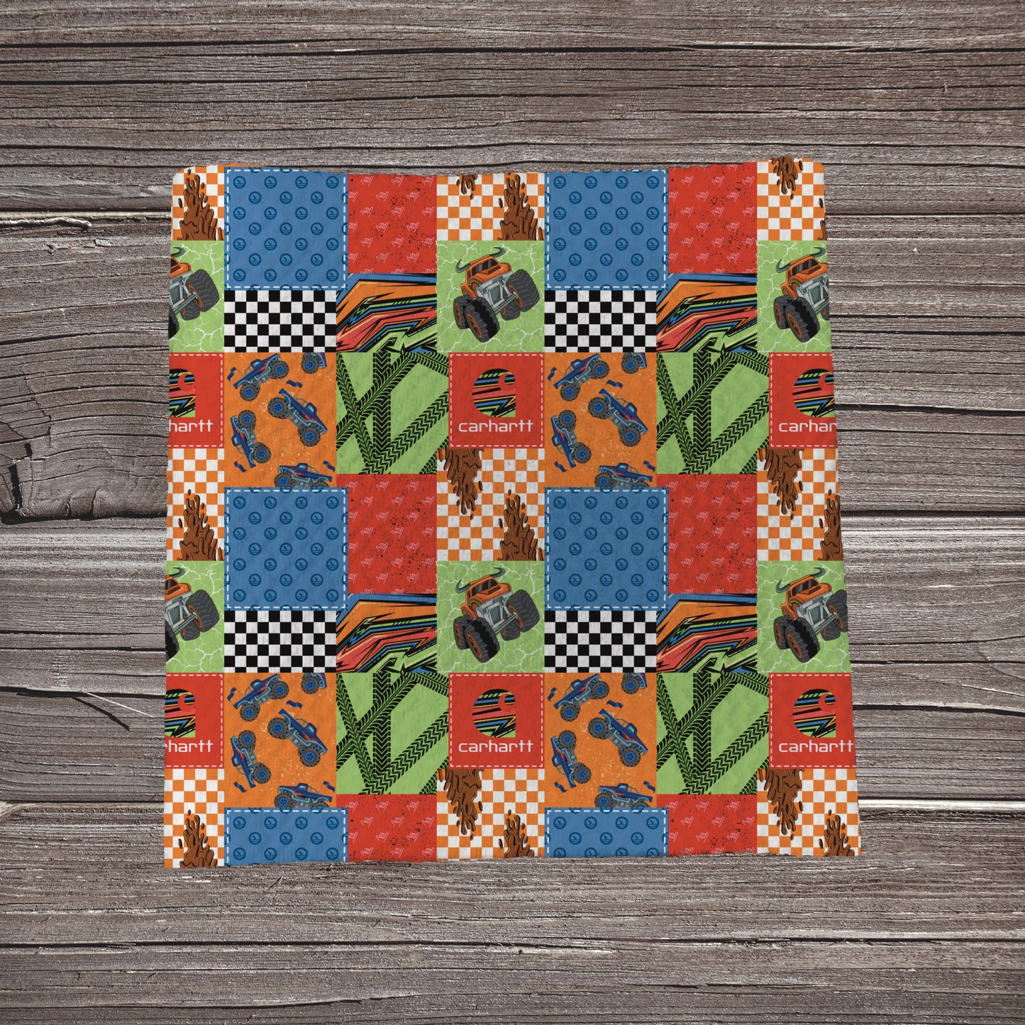 Monster Truck Carhartt Patchwork | Fabric Strip- Bow Making- Headwraps- Scrunchies