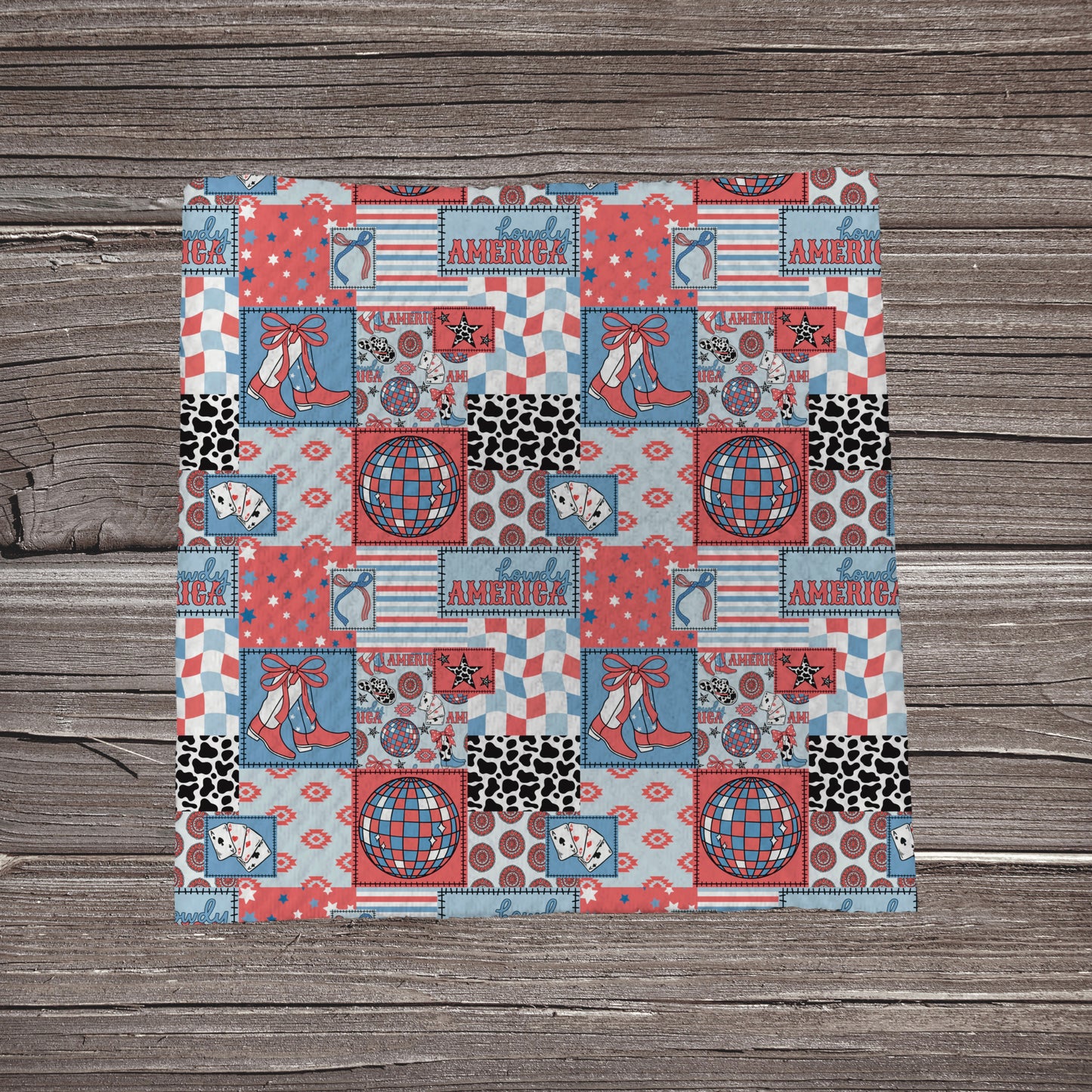 Howdy America Cowgirl Patchwork | Fabric Strip- Bow Making- Headwraps- Scrunchies