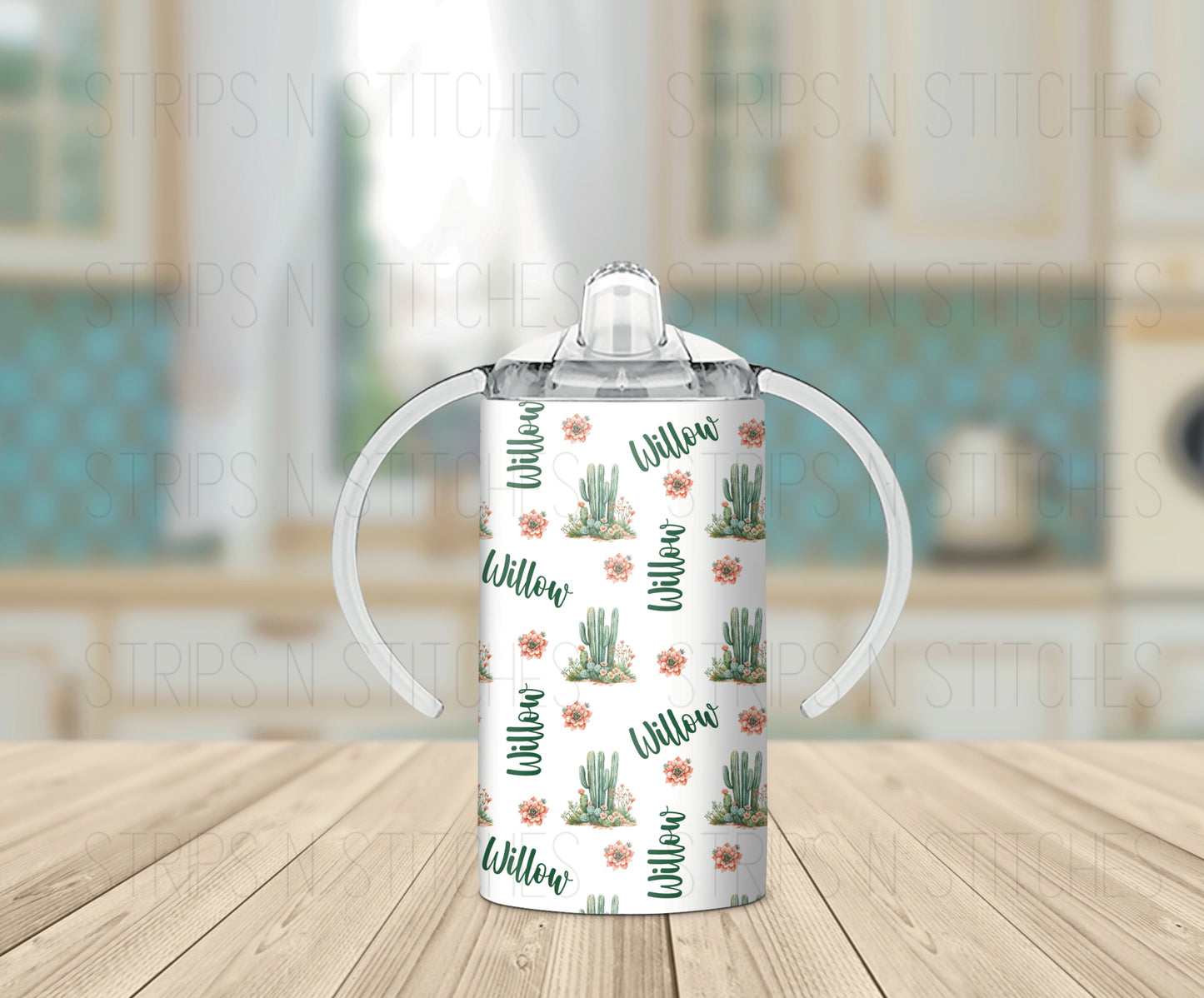 Cactus & Flowers CUSTOM NAME *Exclusive Design* - Grow with Me Tumbler- 12oz- Two Lids